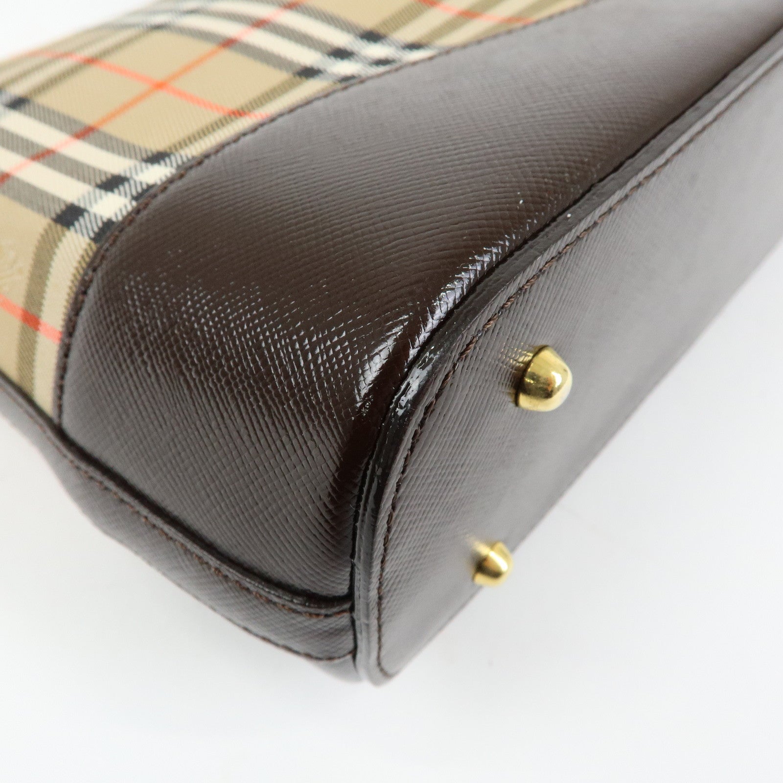 BURBERRY Nova Plaid Canvas Leather Shoulder Bag Beige Brown