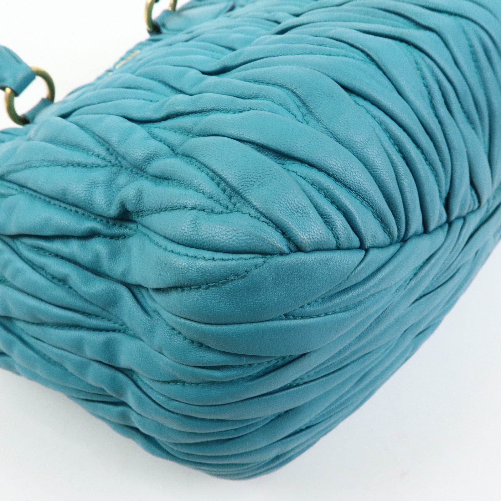 MIU MIU Matelasse Nappa Leather 2Way Bag Hand Bag Marine 5BE886