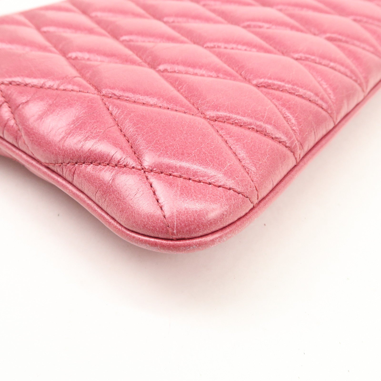 MIUMIU Leather 2Way Shoulder Crossbody Bag Clutch Bag Pink Used