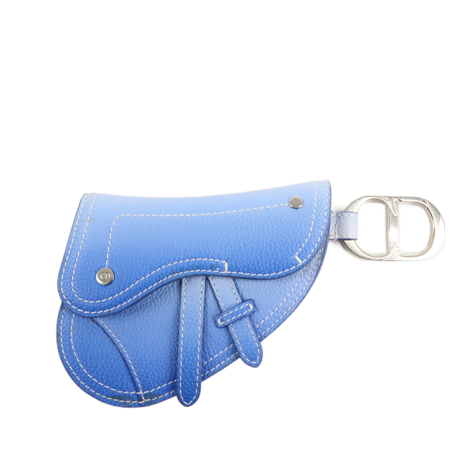 Christian Dior Leather Saddle Pouch Blue Charm 2ADKH127YMJ Used