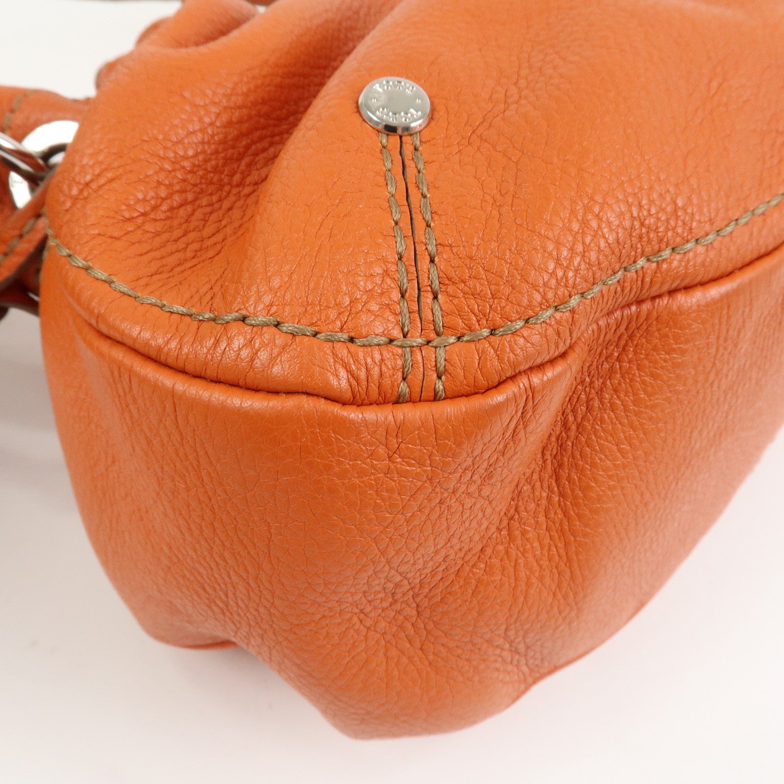 TOD’S Leather Shoulder Bag Hand Bag Orange