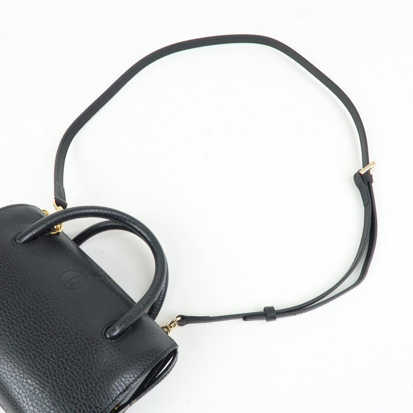 Cartier Must de Cartier Leather 2Way Bag Shoulder Hand Bag Black