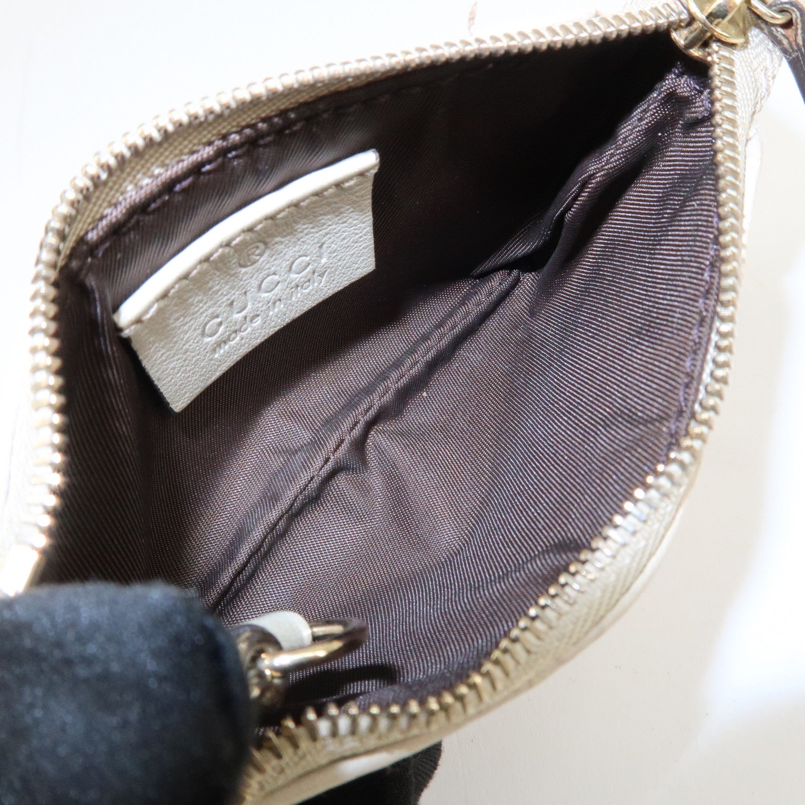 GUCCI Guccissima Leather Coin Case Key Case Ivory 233183 Used