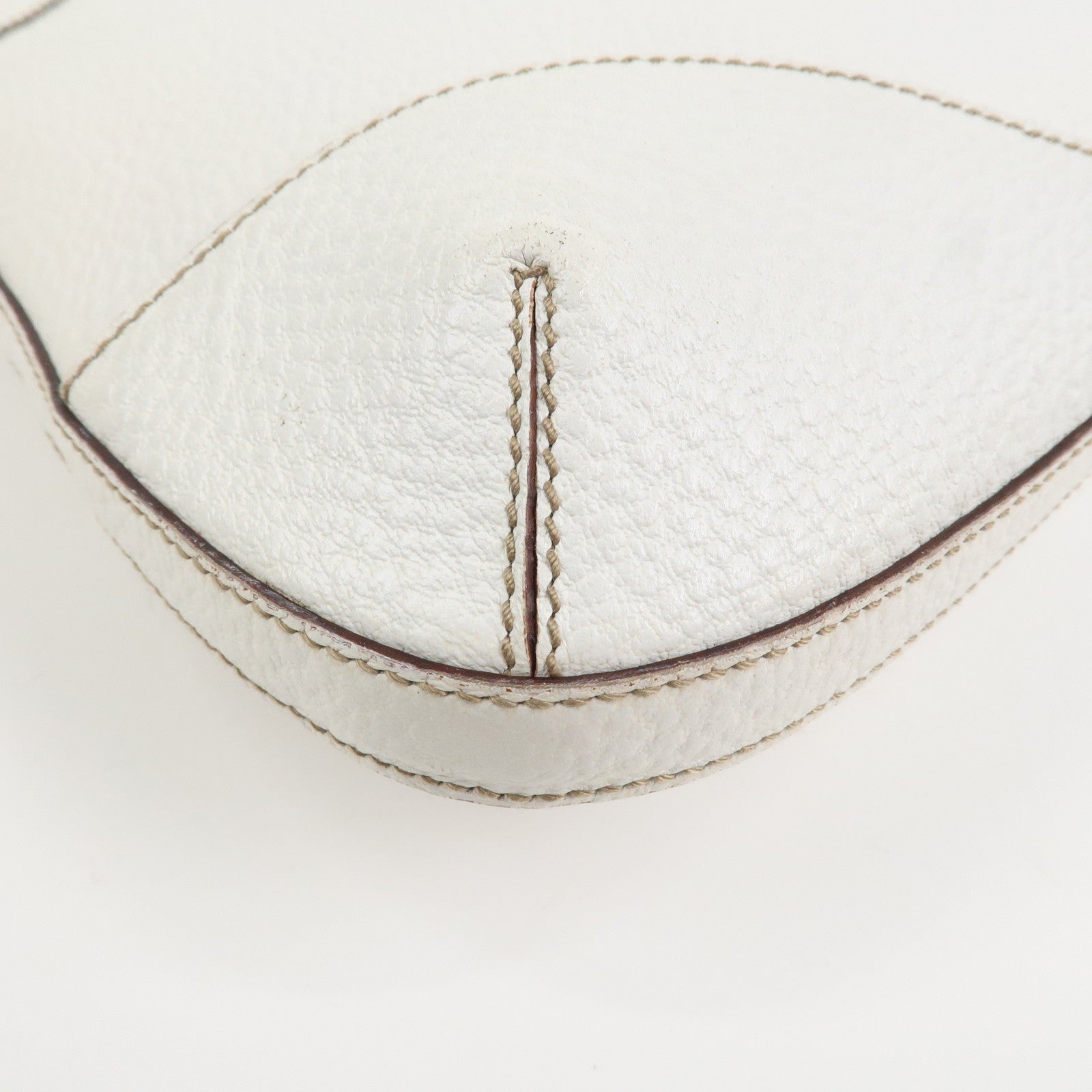 GUCCI Horsebit Leather Shoulder Bag Hand Bag White 137388