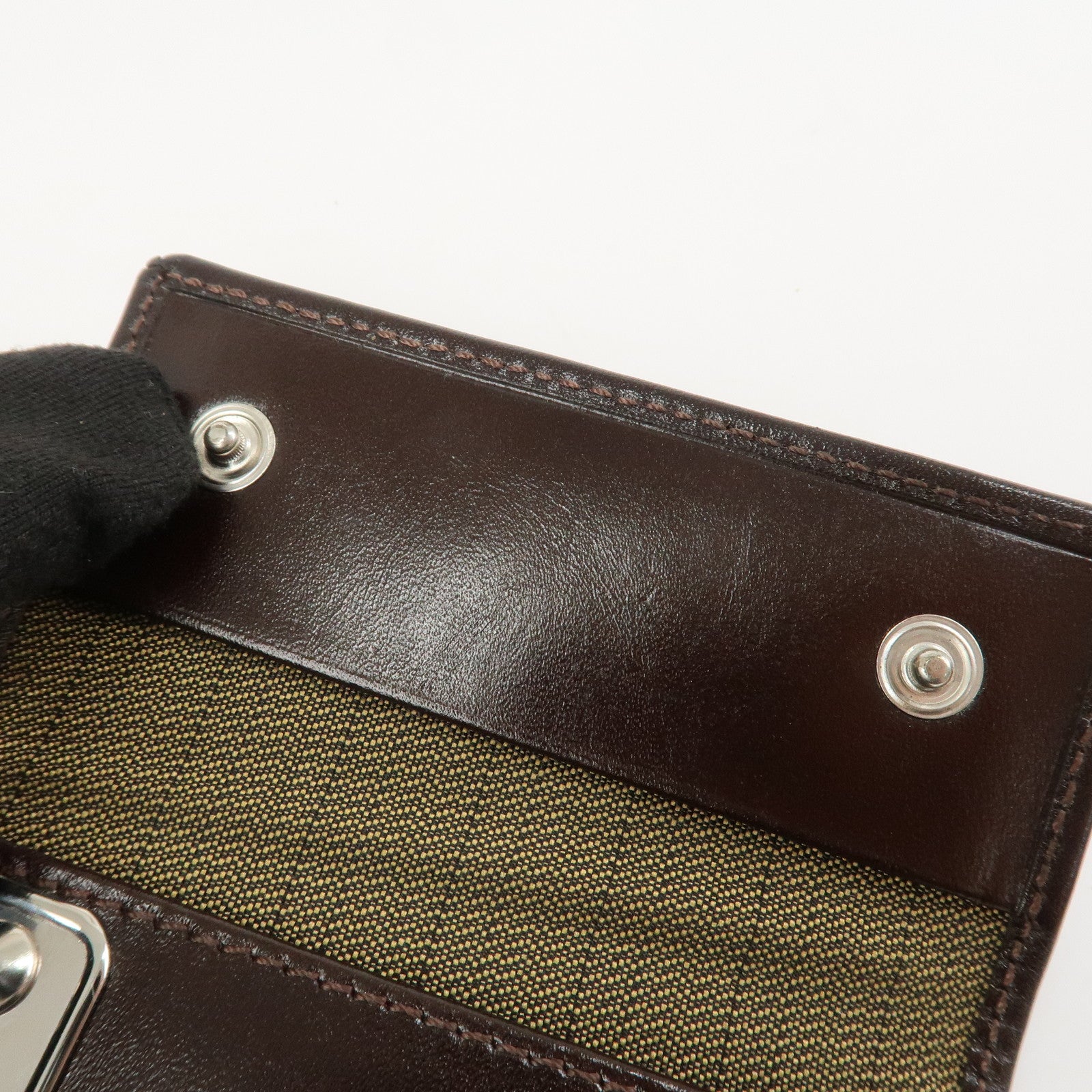FENDI Zucca Canvas Leather 6 Ring Key Case Key Holder Brown 10163