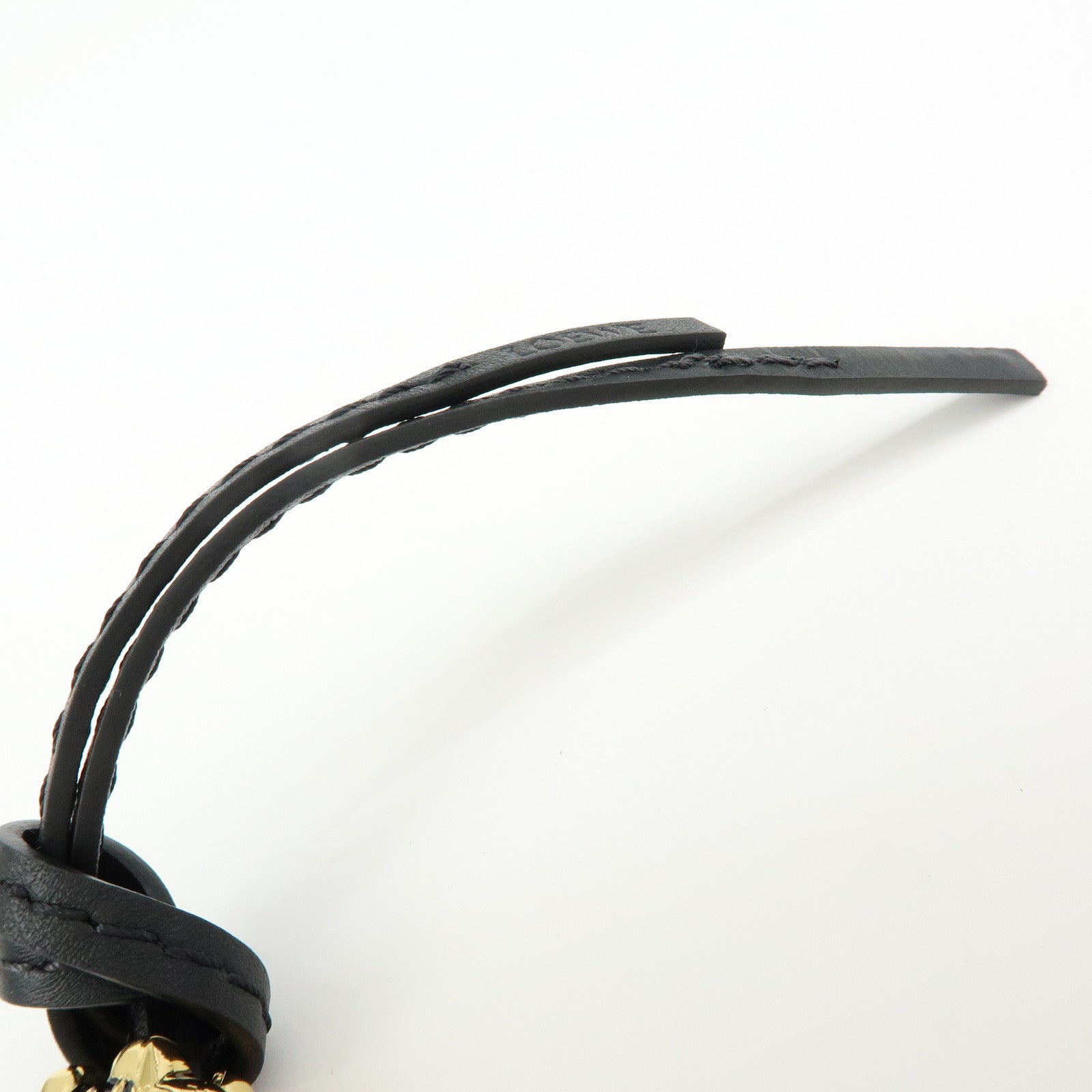 LOEWE Anagram Personalization Metal Leather Bag Charm Black Gold
