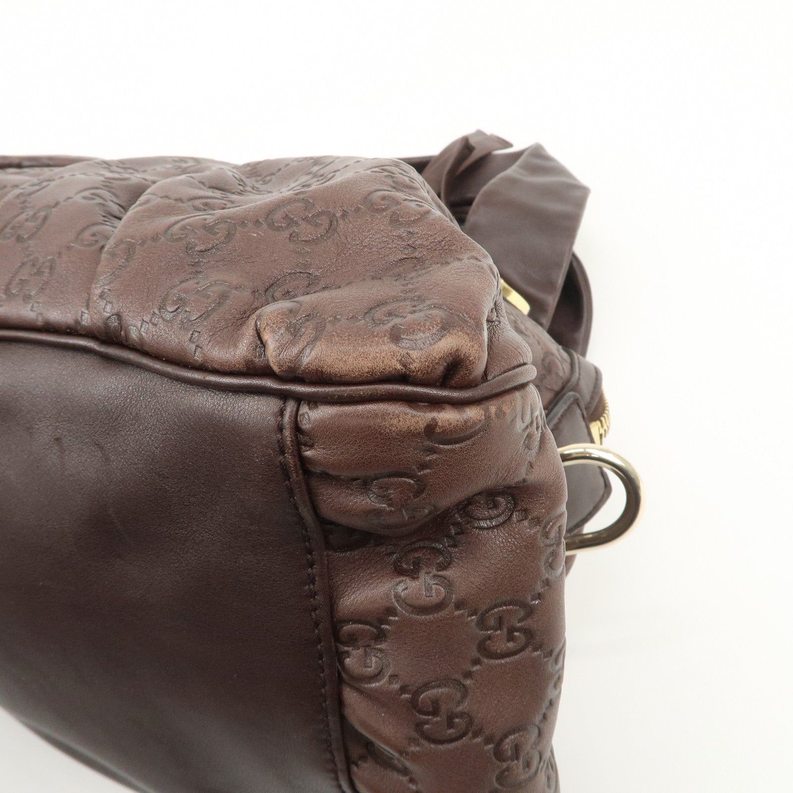 GUCCI Guccissima Histoire Leather Tote Bag Dark Brown 197019 Used