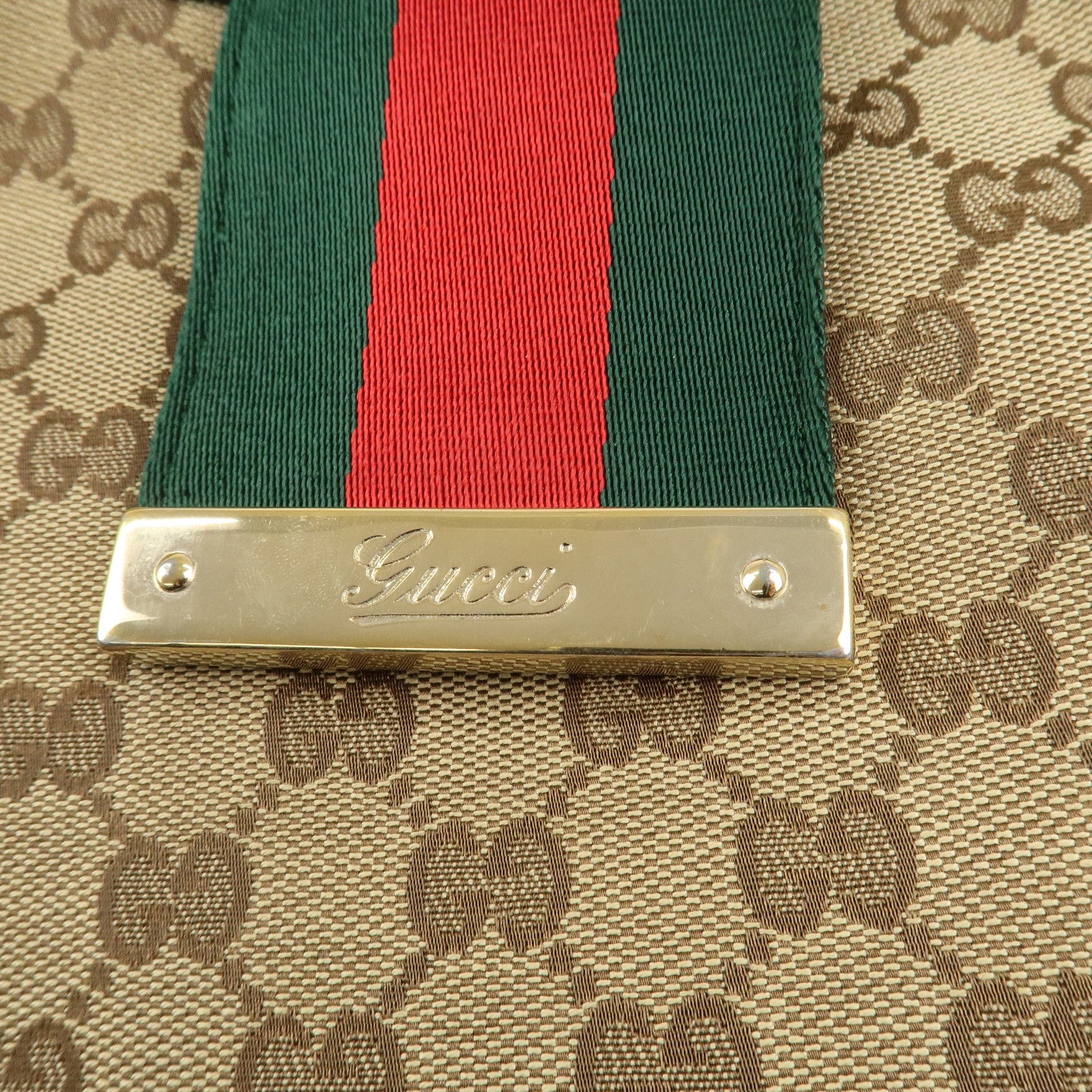 GUCCI Sherry Line GG Canvas Leather Shoulder Bag Beige 233608 Used