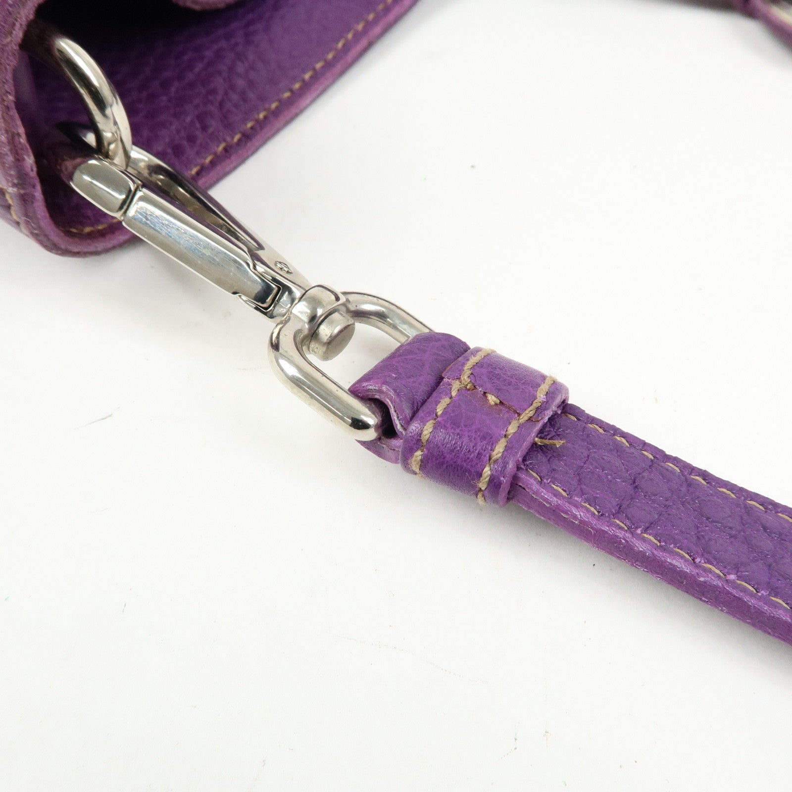PRADA Leather 2Way Bag Tote Bag Shoulder Bag Hand Bag Purple