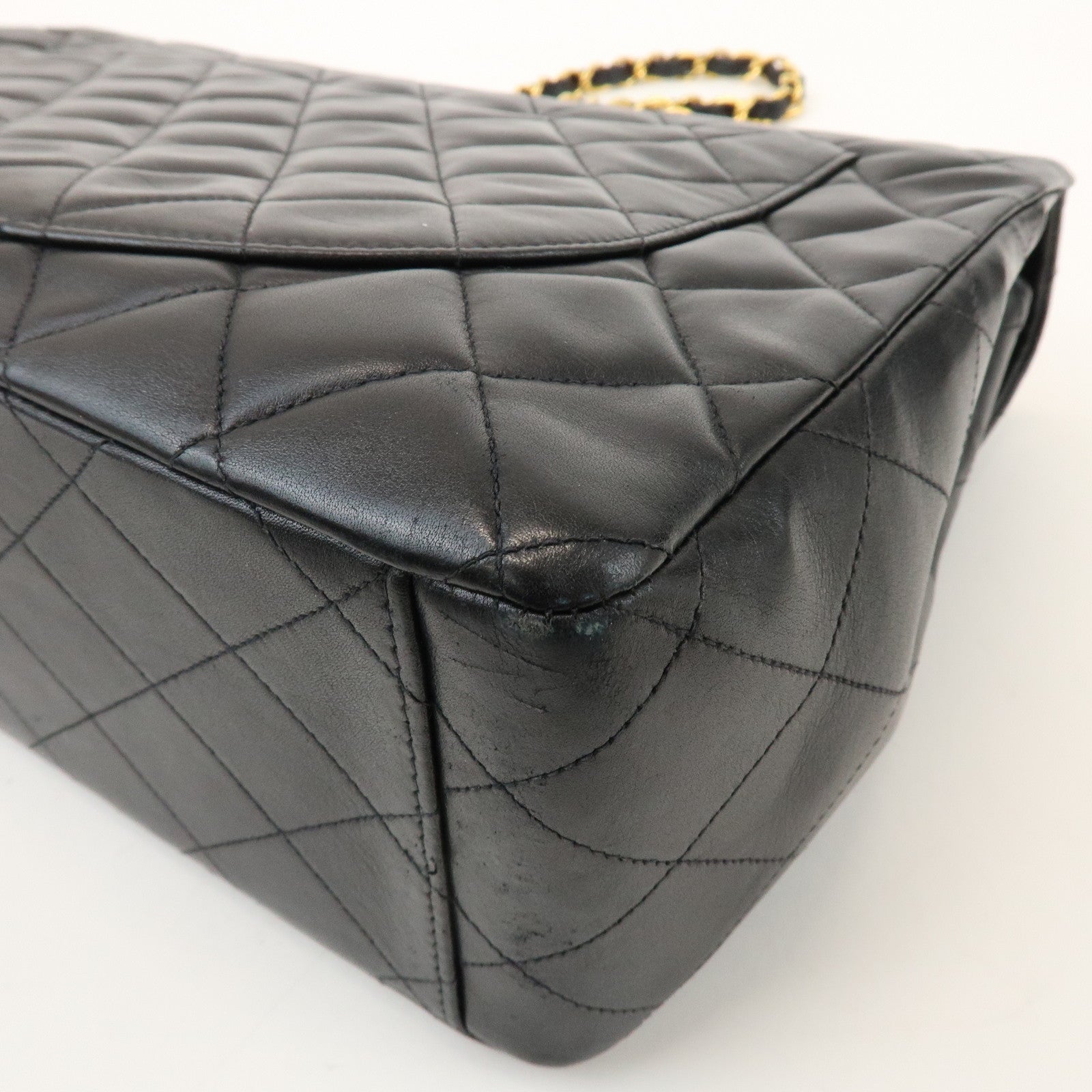 CHANEL Jumbo Matelasse 34 Lamb Skin Shoulder Bag Black A01094