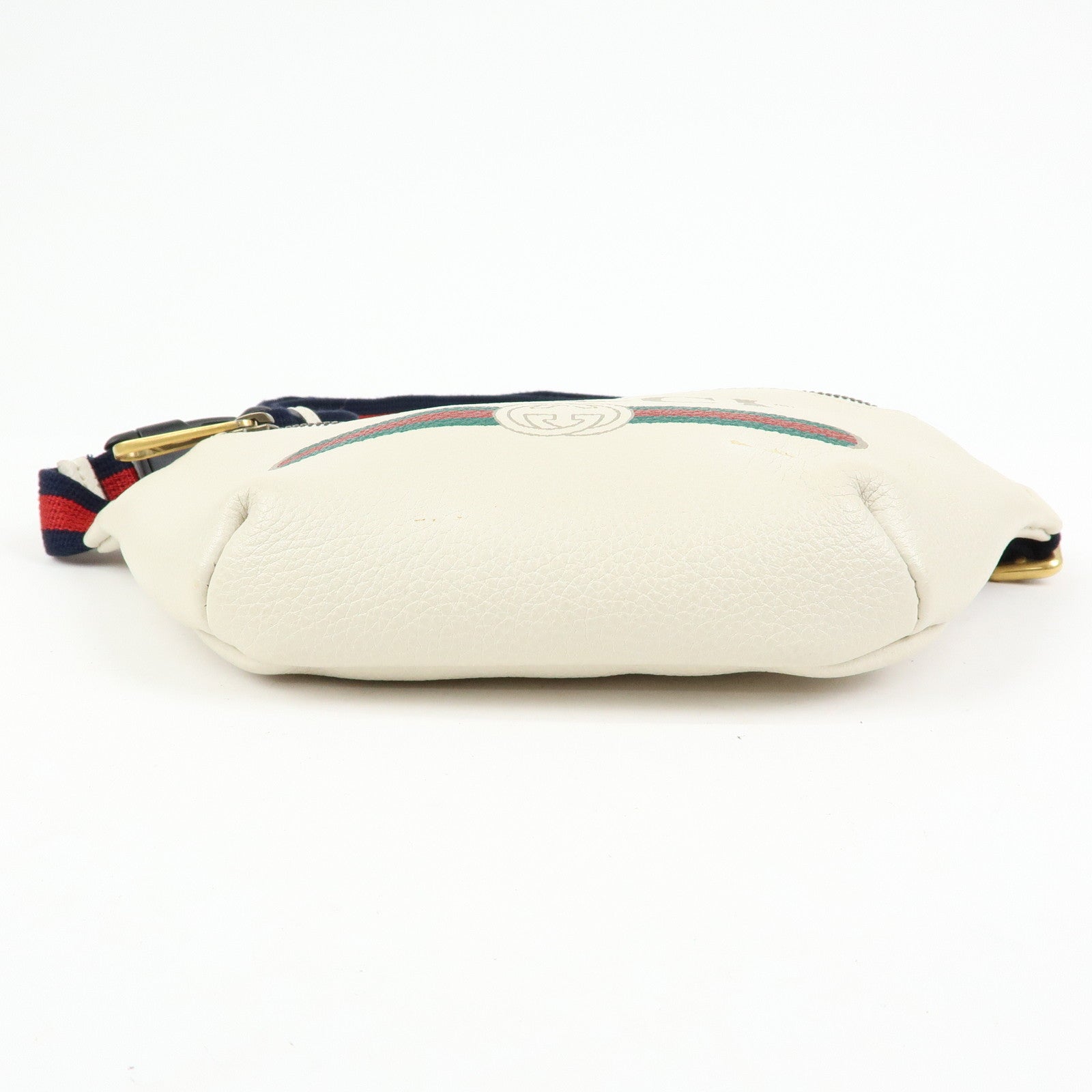 GUCCI Sherry Leather Waist Pouch Body Bag White 527792
