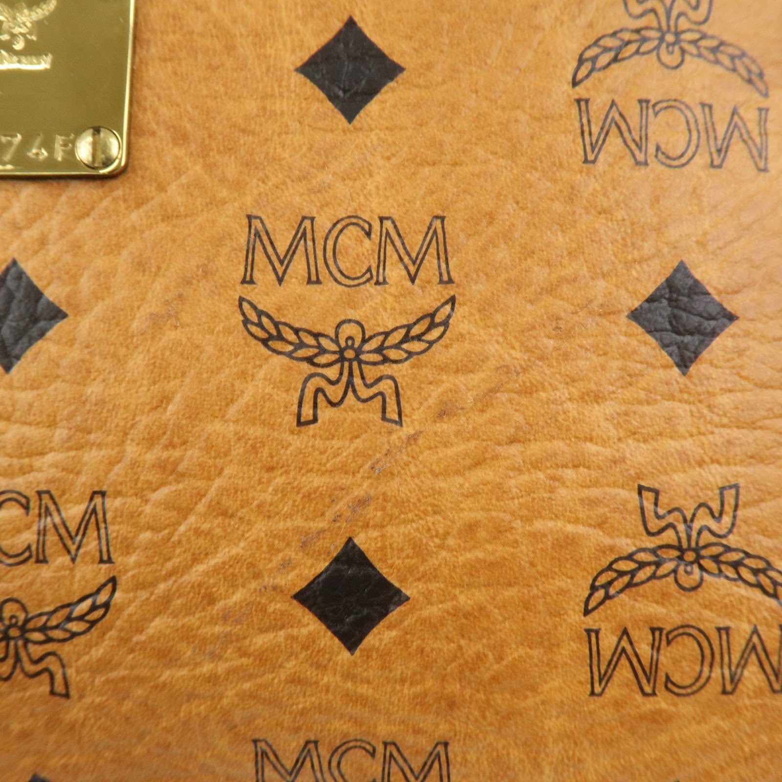 MCM Visetos Leather Clutch Bag Pouch Light Brown