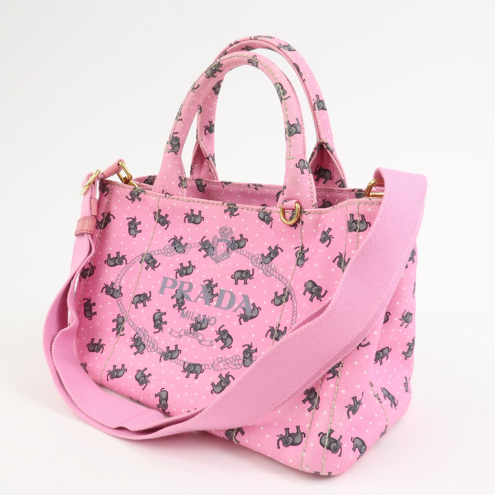 PRADA Canapa Mini Canvas Elephant 2Way Bag Shoulder Bag 1BG439