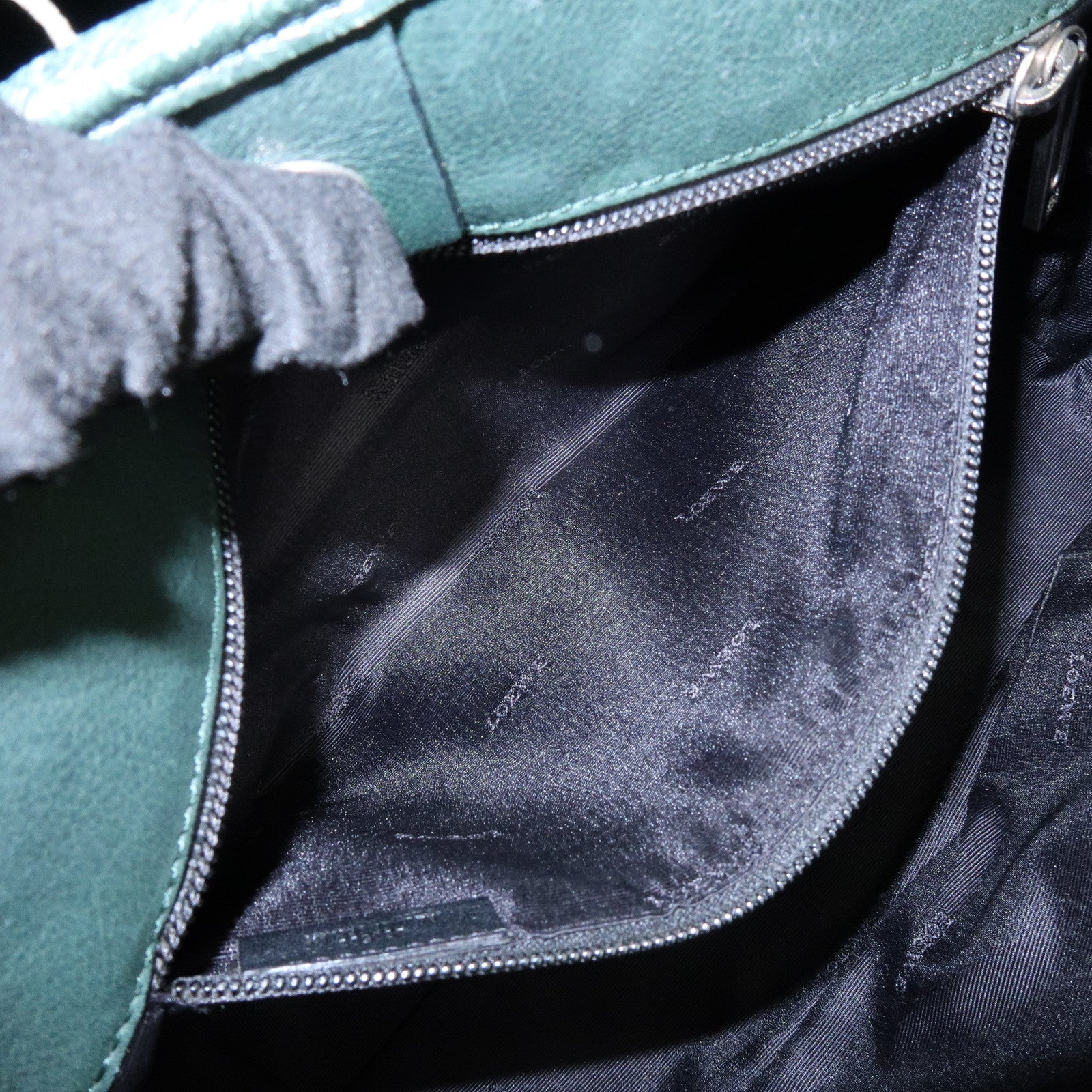 LOEWE Anagram Leather Tote Bag Hand Bag Green