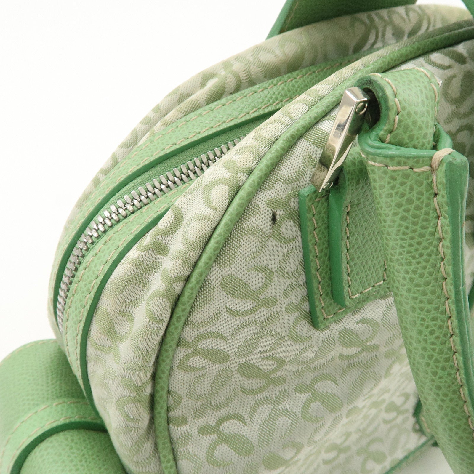 LOEWE Anagram Canvas Leather Hand Bag Light Green