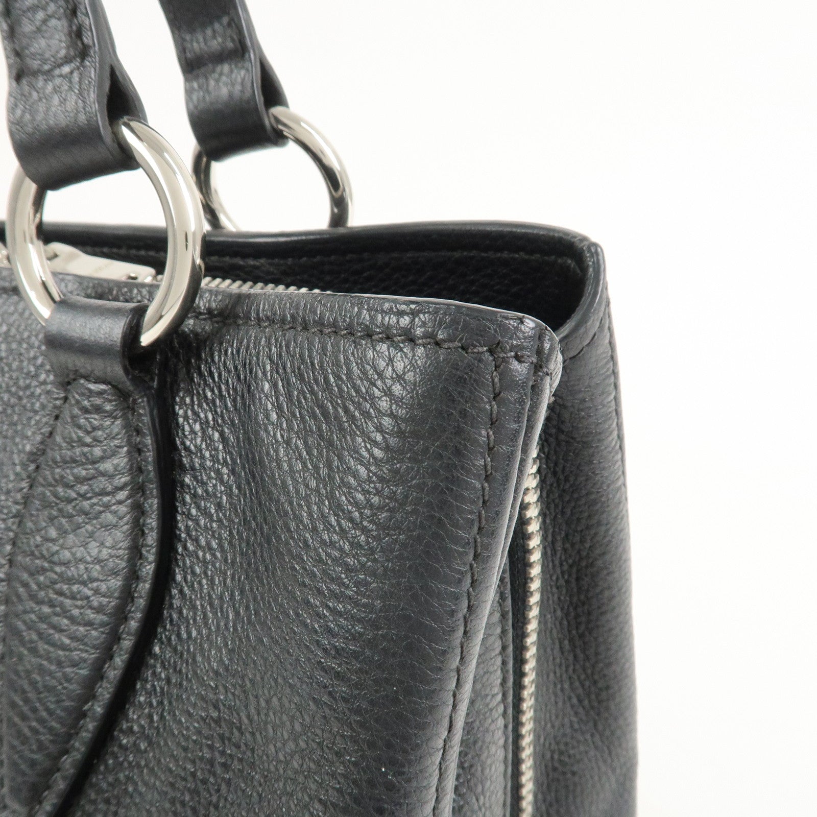 MIU MIU Logo Leather 2Way Shoulder Bag Hand Bag Black RR2014