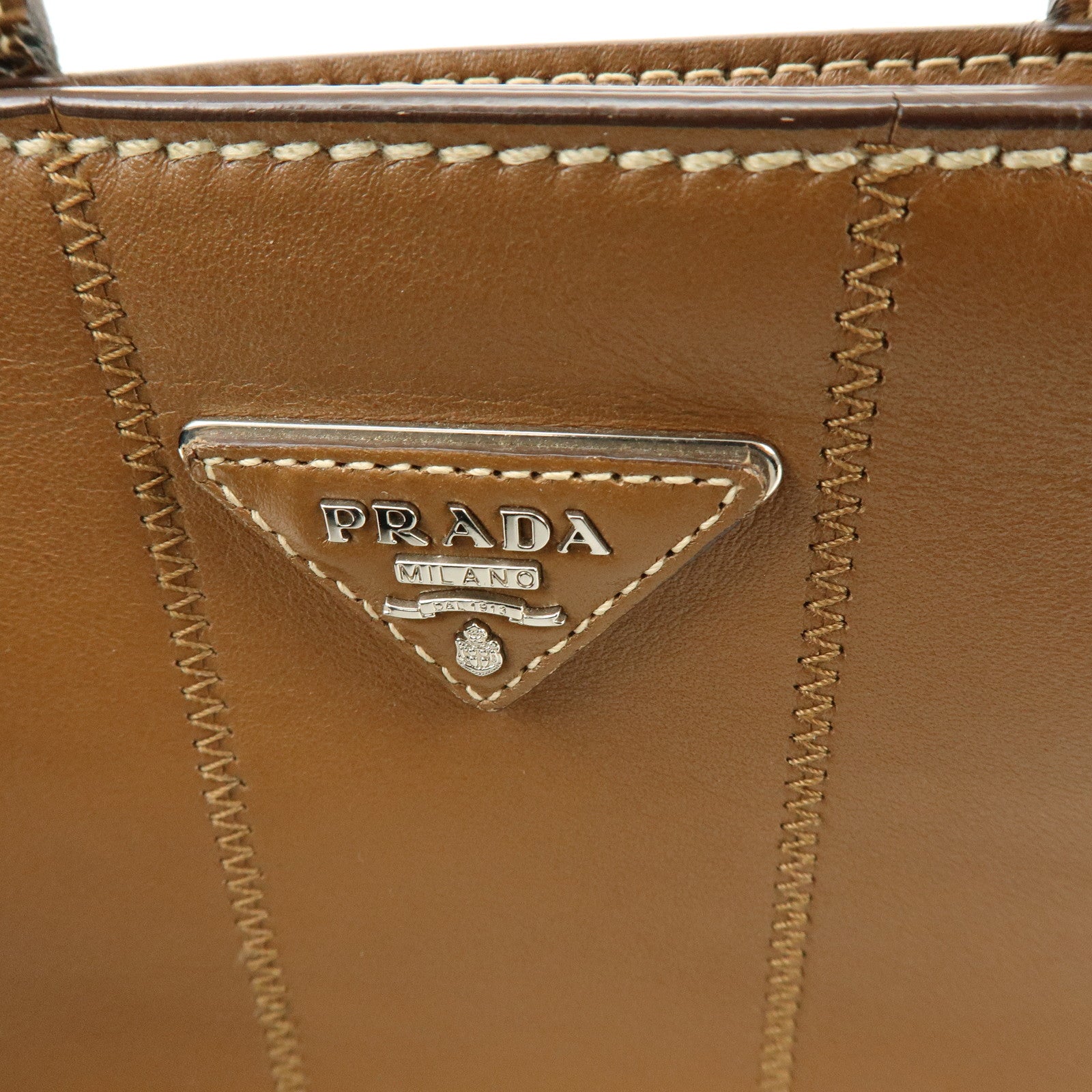 PRADA Canapa Triangle Logo 2Way Bag Shoulder Hand Bag Brown 1BG900