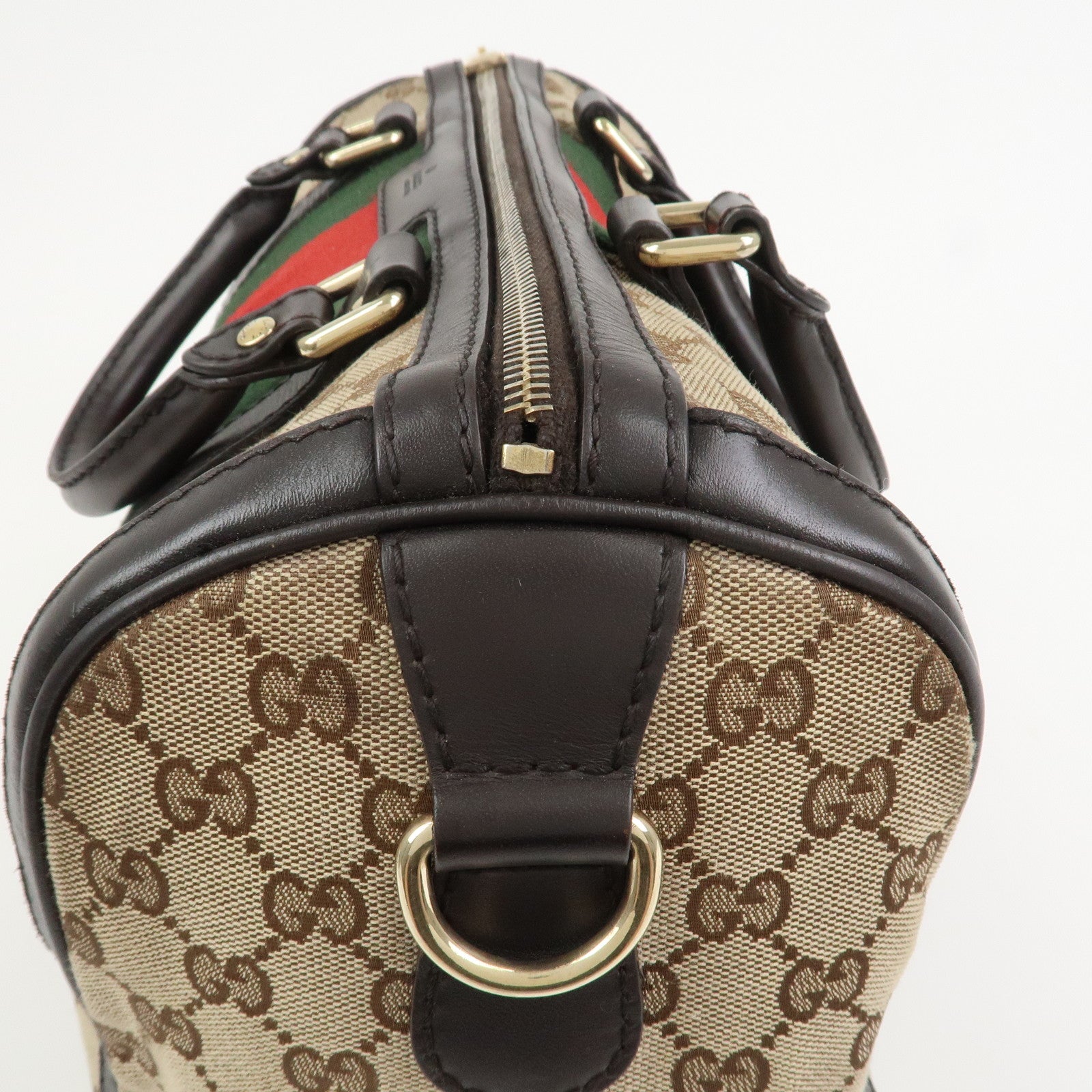 GUCCI Sherry GG Canvas Leather 2Way Bag Boston Bag Brown 247205