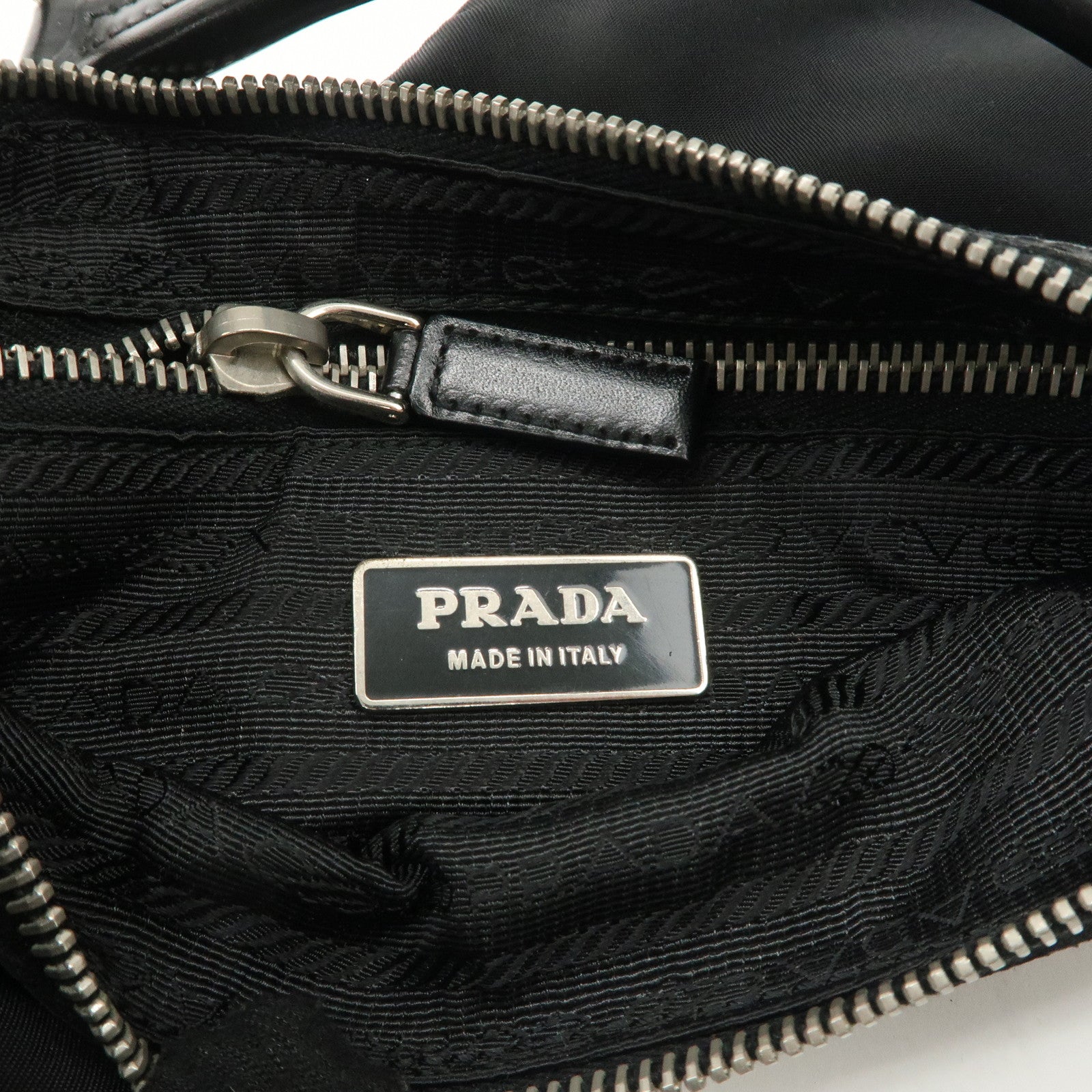 PRADA Triangle Logo Nylon Leather Shoulder Bag Hand Bag Black BR3121 Used
