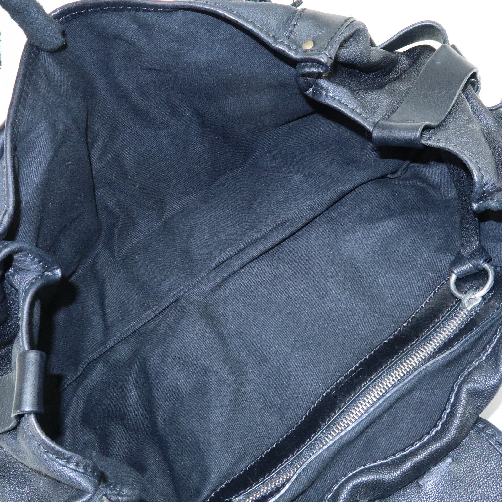 Chloe Kerala Leather Tote Bag Hand Bag Horseshoe Charm Black