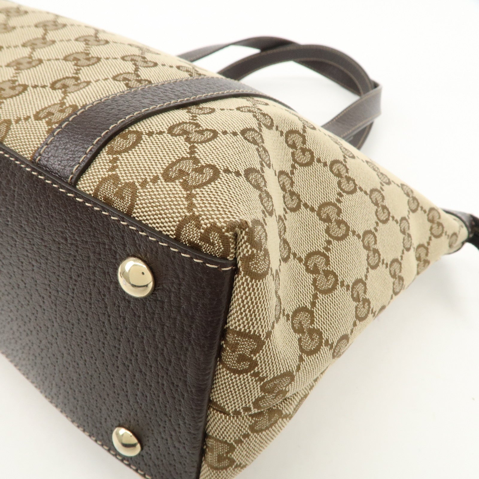 GUCCI Abbey GG Canvas Leather Shoulder Bag Beige Brown 141470 Used