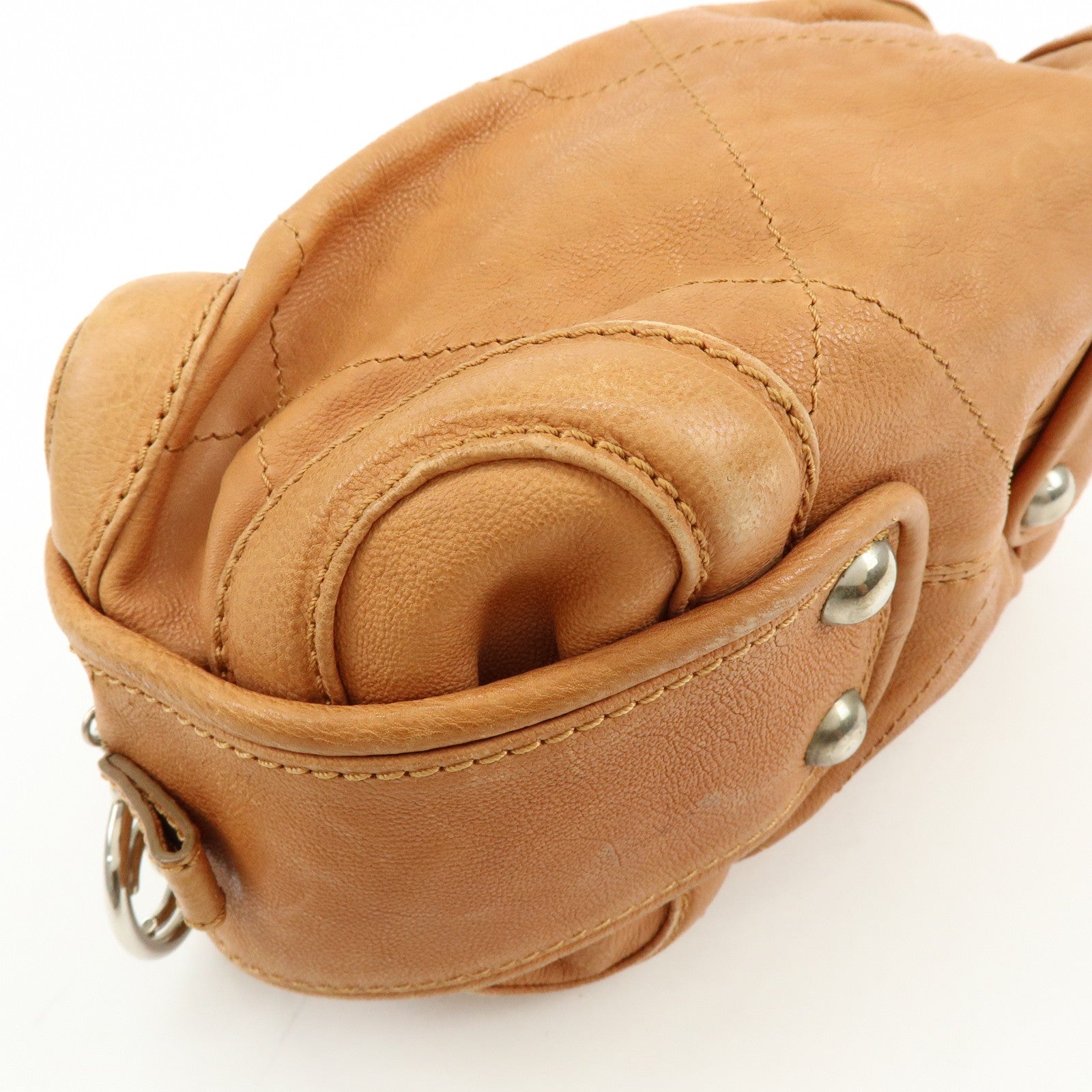 CHANEL COCO Mark Calf Leather Hand Bag Brown