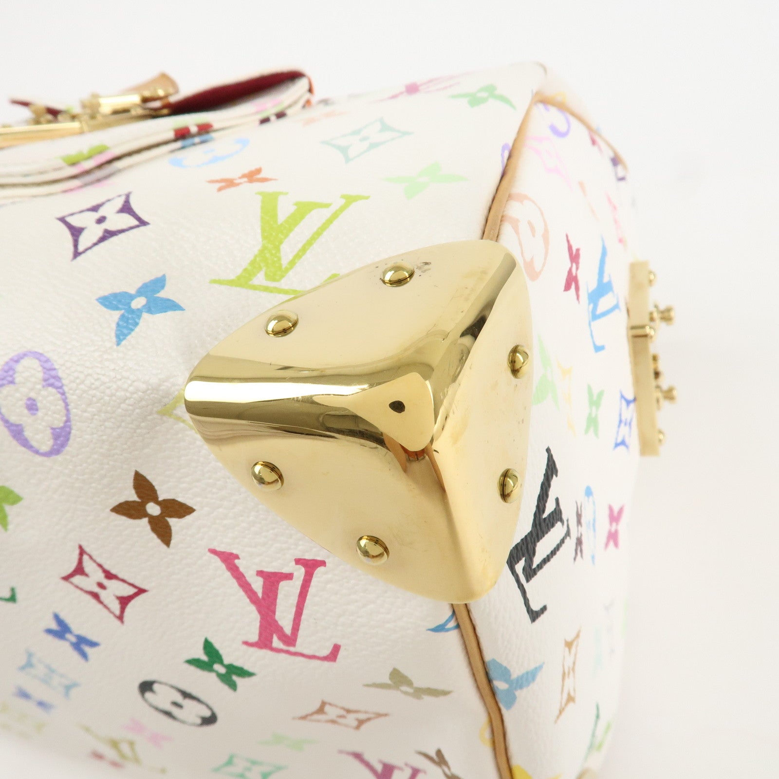 Louis Vuitton Monogram Multicolor Speedy 30 Hand Bag Blanc M92643 Used