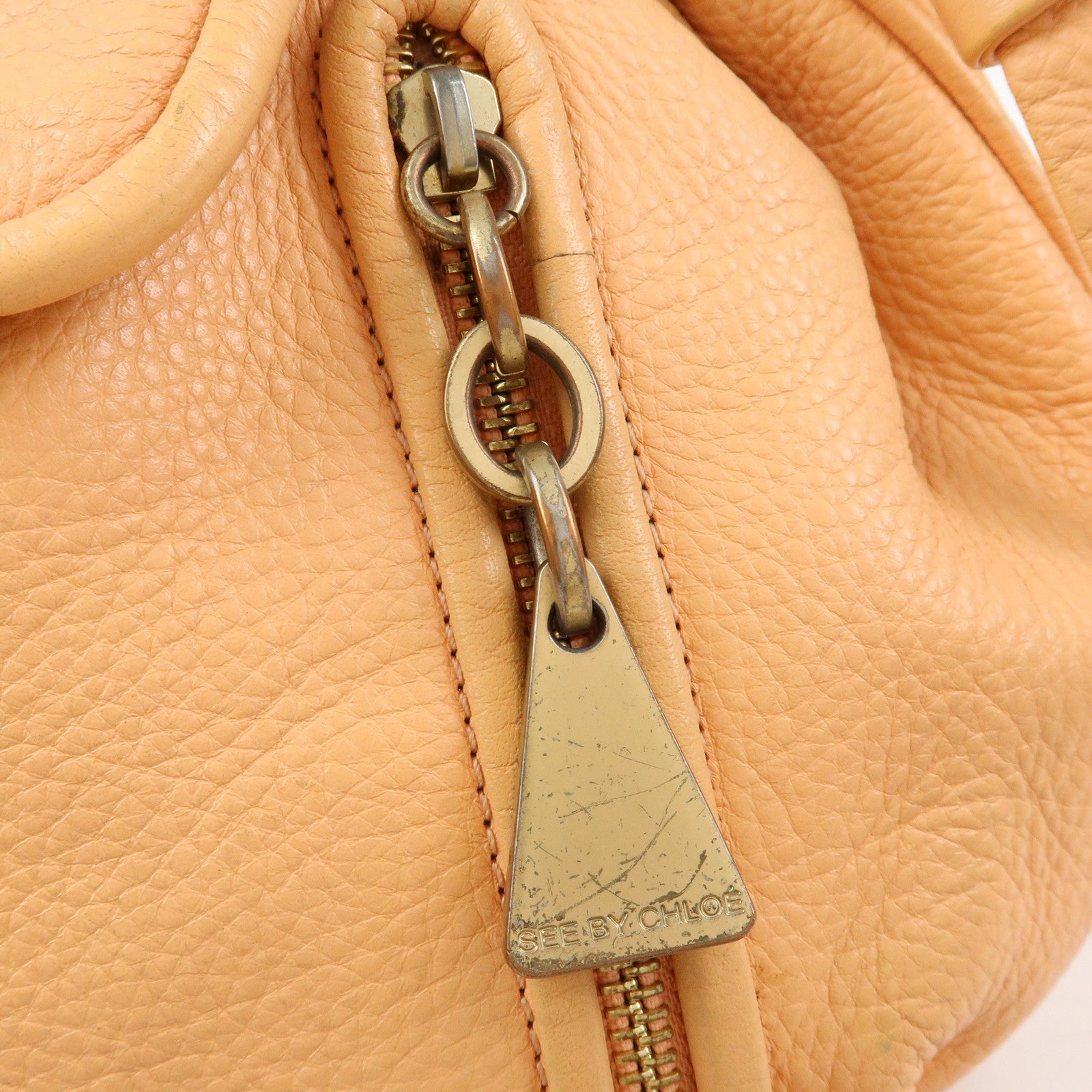 Chloe See by Chloe Leather Shoulder Bag Crossbody Bag Orange Beige
