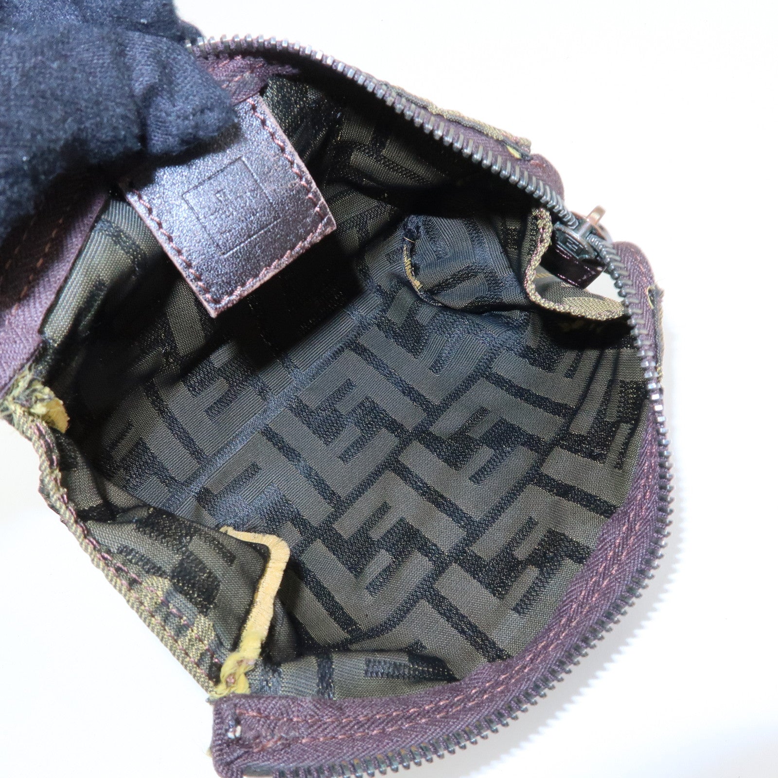 FENDI Zucca Set of 2 Canvas Leather Pouch Brown 7N0023 7N0006