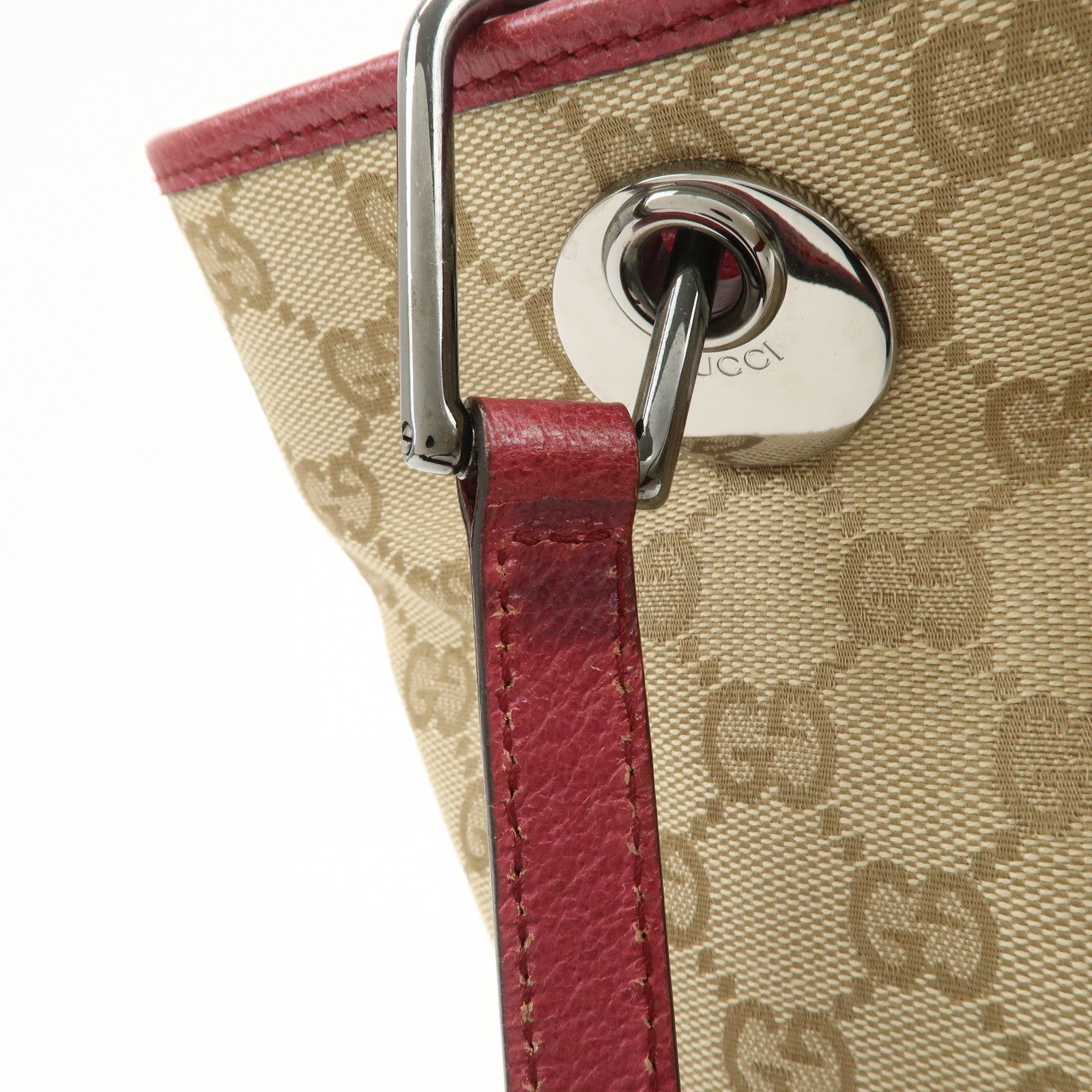GUCCI GG Monogram Canvas Leather Tote Bag Hand Bag Beige 120840