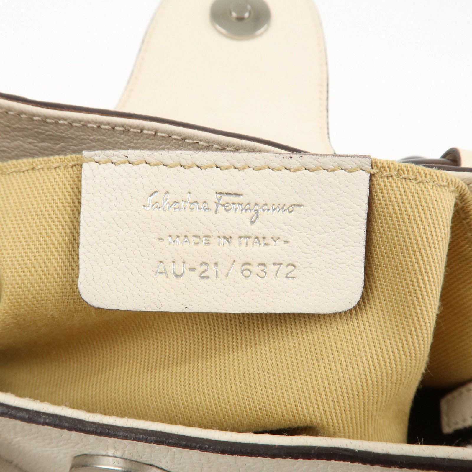 Ferragamo Leather 2 Way Bag Hand Bag Shoulder Bag Ivory