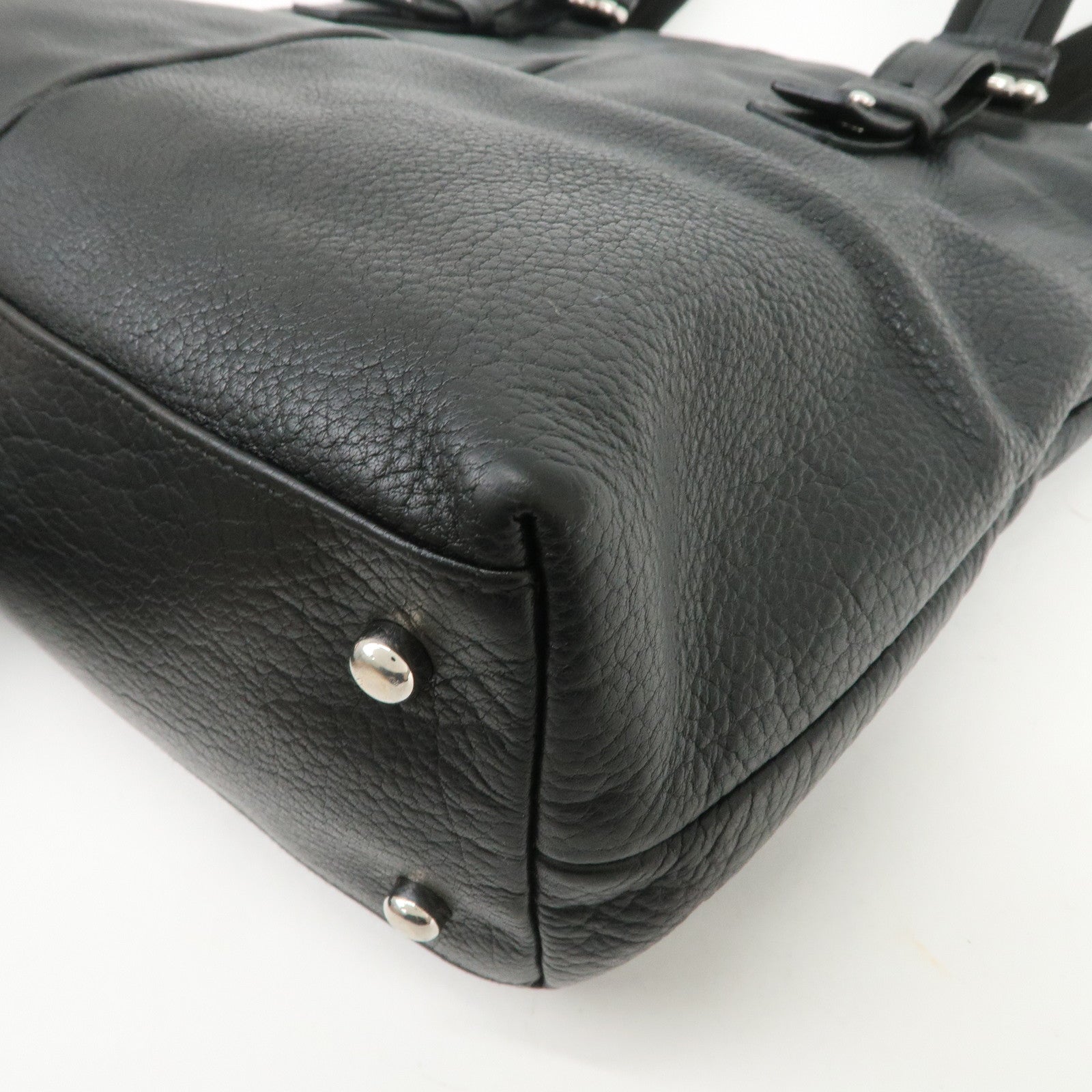 SAINT LAURENT PARIS Leather Canvas Tote Bag Hand Bag Shoulder Bag