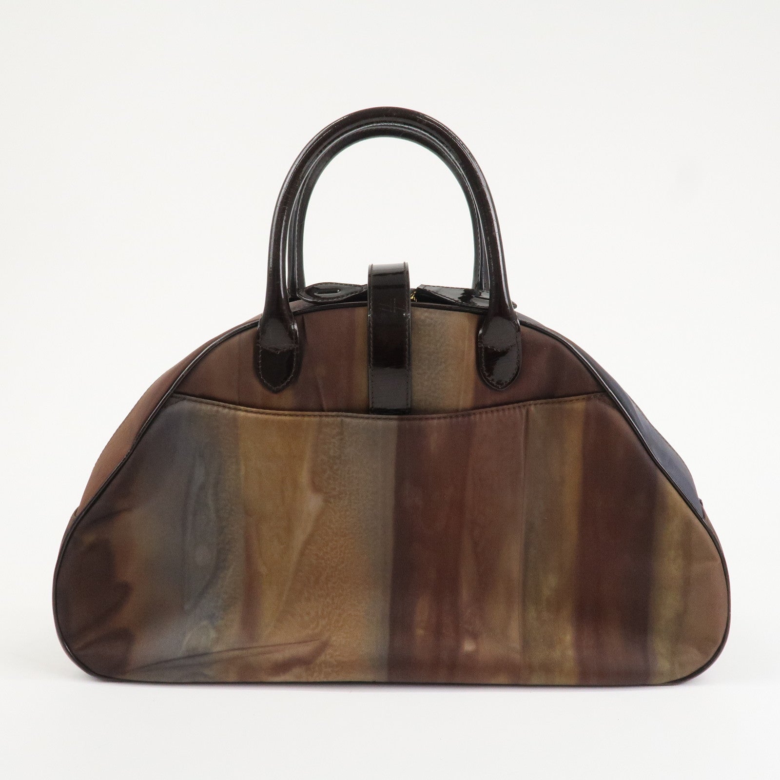 Christian Dior Double Saddle Nylon Leather Hand Boston Bag Brown Used