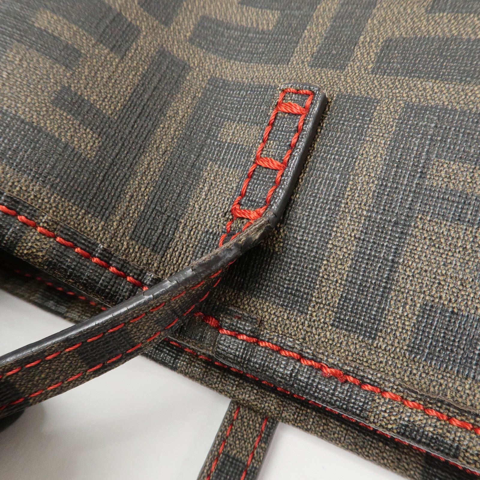 FENDI Zucca PVC Canvas Tote Bag Shoulder Bag Brown Black 8BH211