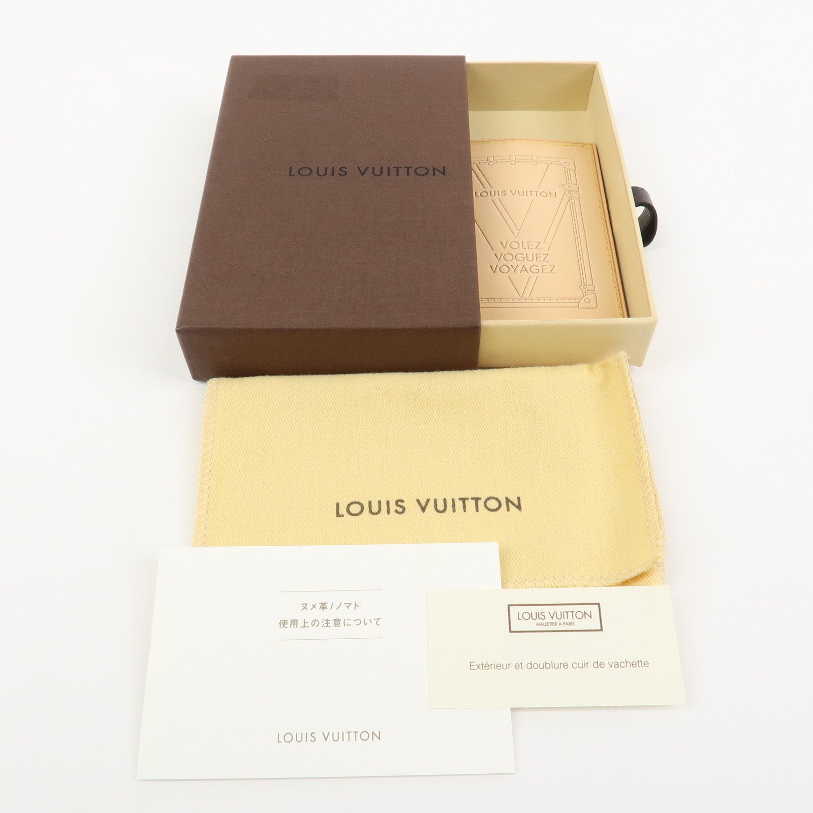 Louis Vuitton Porte-Carte Trunk Leather Card Case Beige M62363