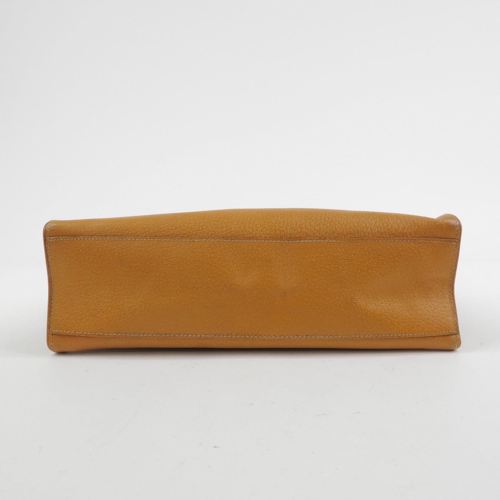 PRADA Triangle Logo Leather Tote Bag Shoulder Bag Light Brown