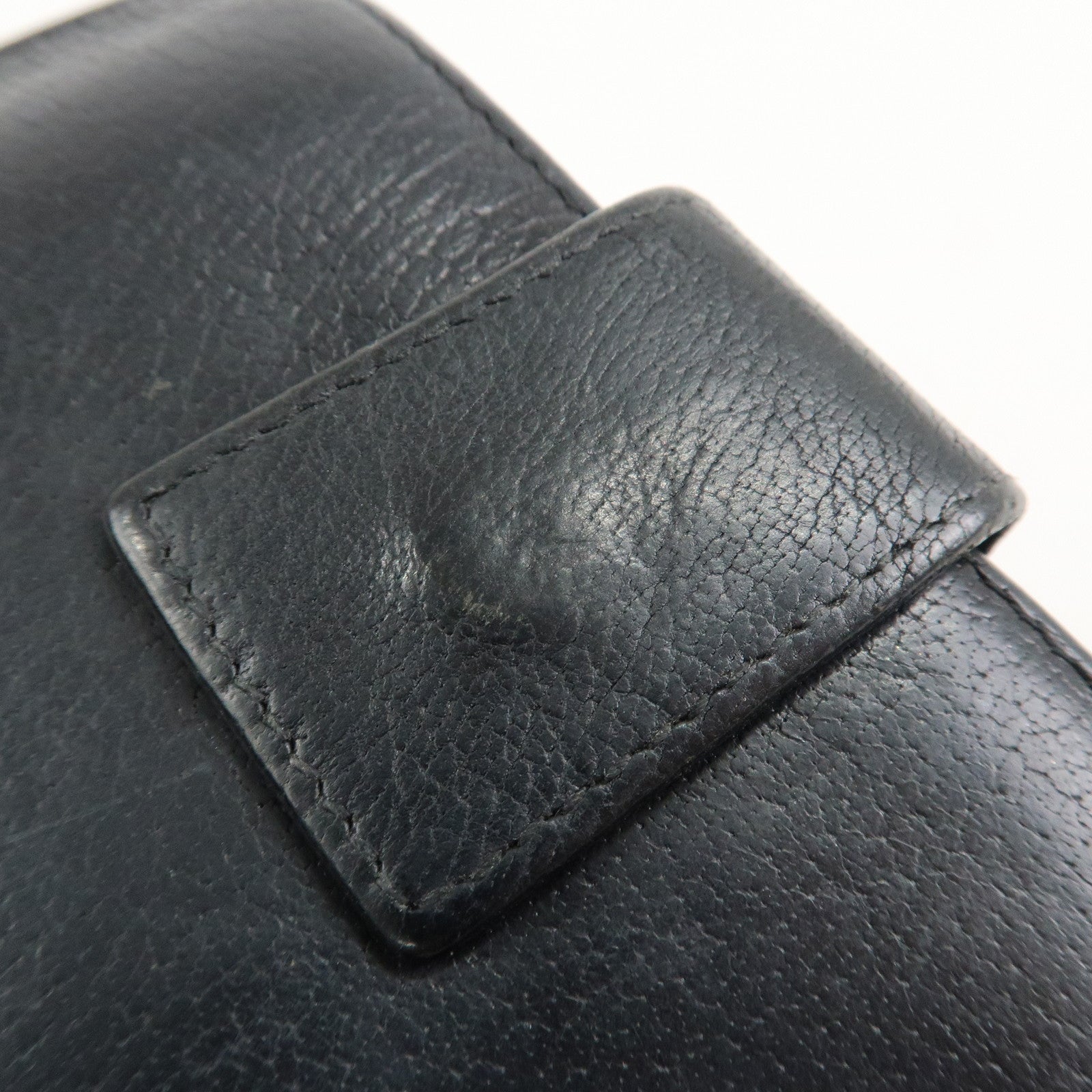 SAINT LAURENT Studs Leather Bi-fold Compact Wallet Black Used