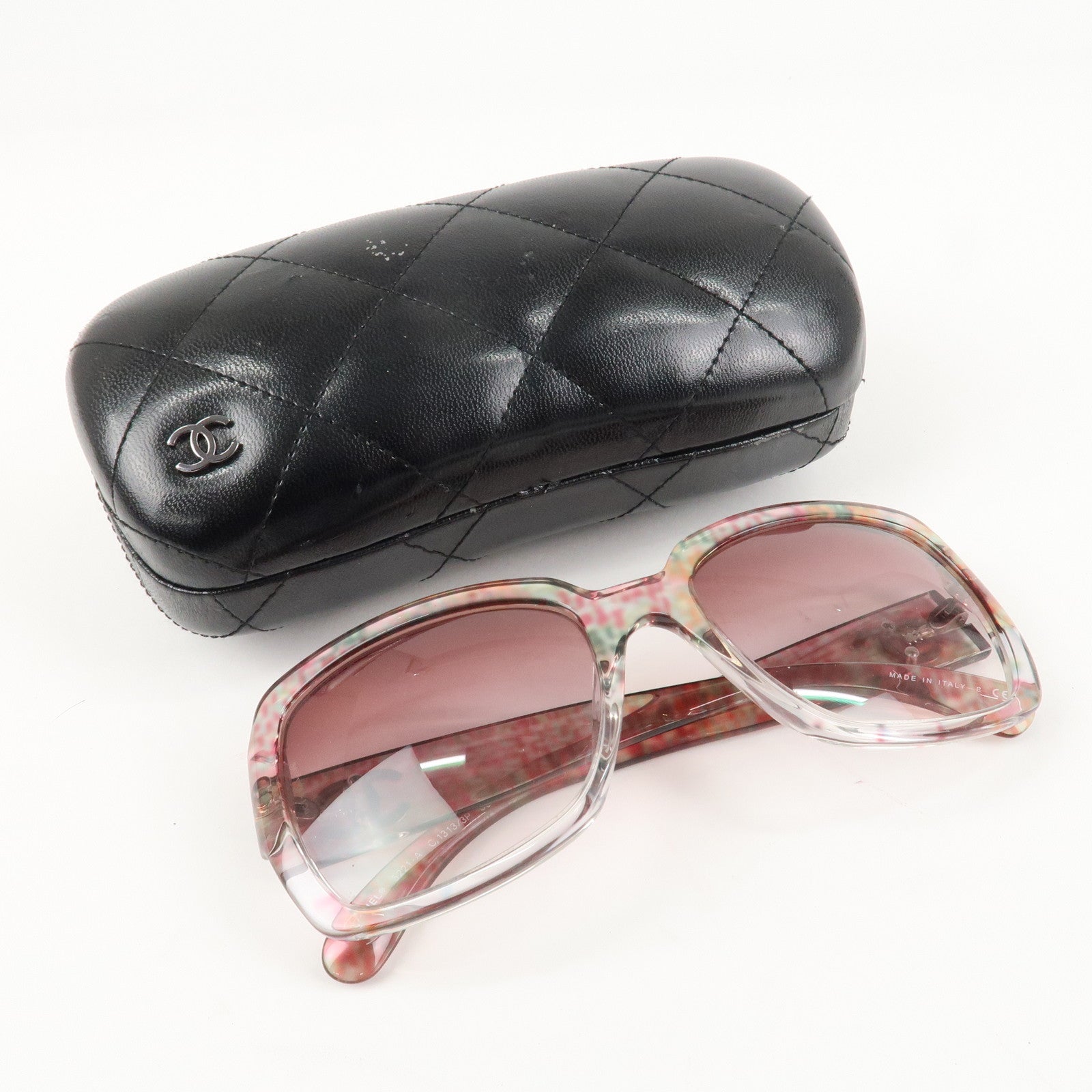 CHANEL COCO Mark Plastic Sunglasses 56□19 Multicolor 5221-A Used