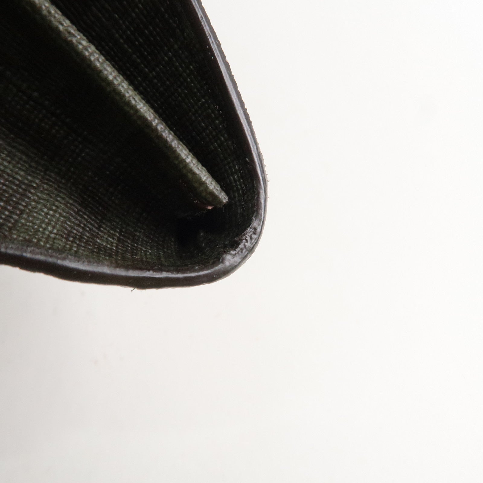 FENDI Zucchino PVC Flap Bi-Fold Long Wallet Black Moss Green 8M0235 Used