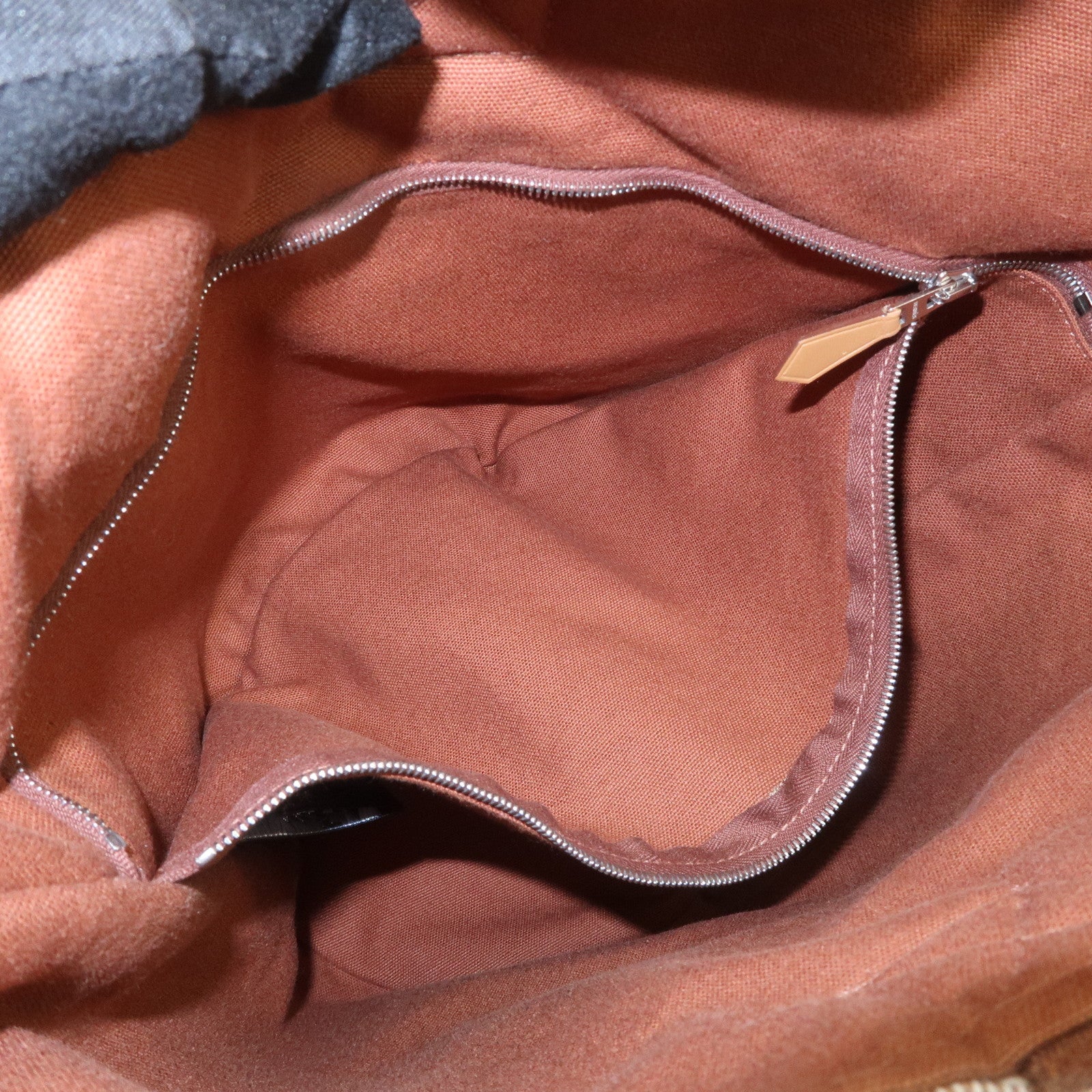 HERMES Saxo MM Toile H Hand Bag Bucket Bag Ivory Brown