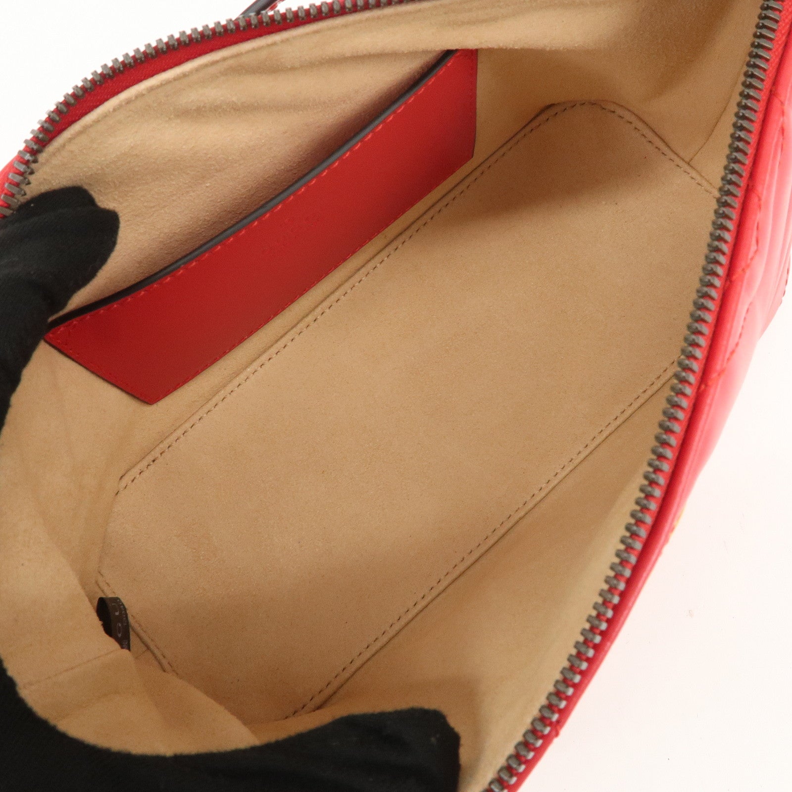 GUCCI GG Marmont Logo Leather Shoulder Bag Hand Bag Red 739166