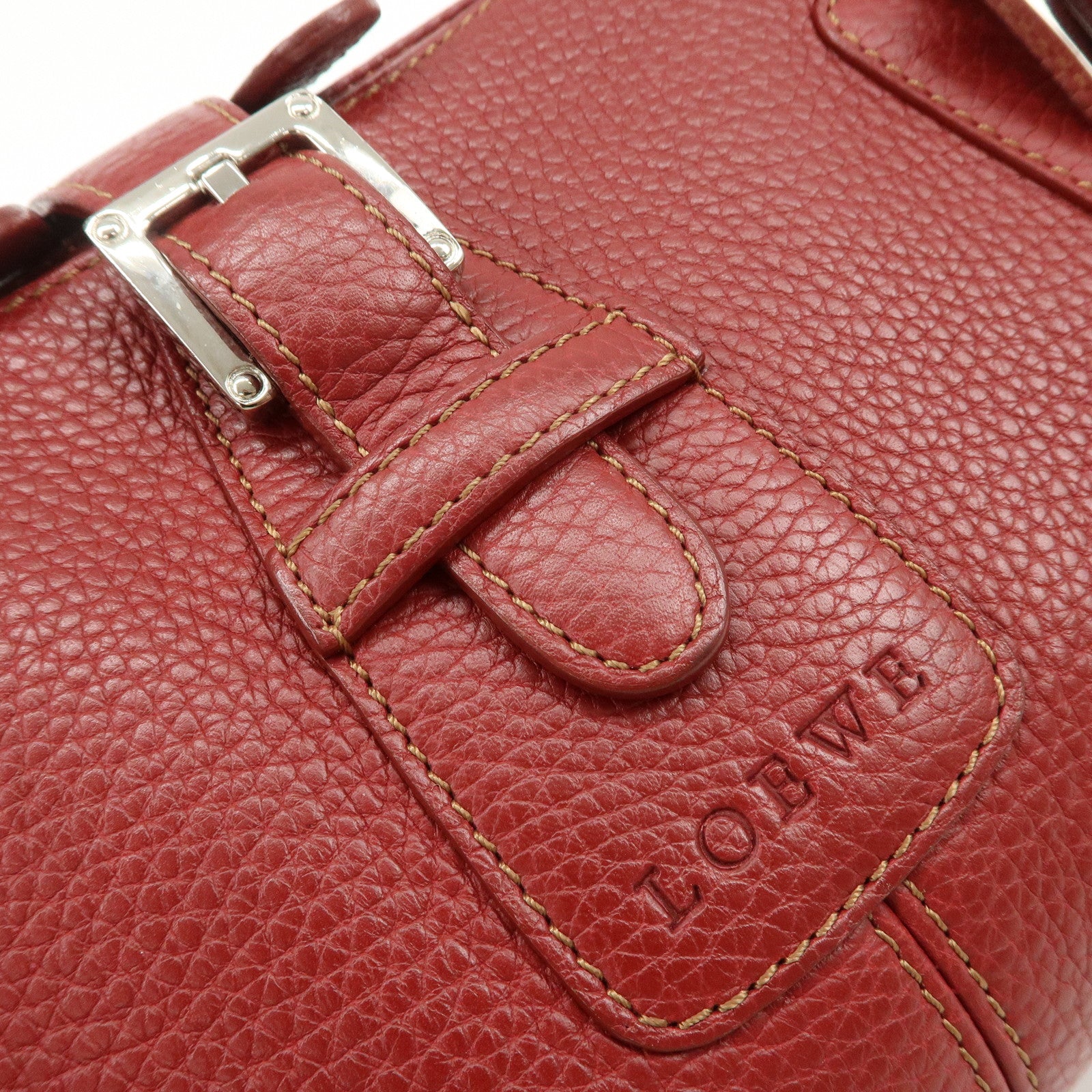 LOEWE Senda Leather Shoulder Bag Hand Bag Red