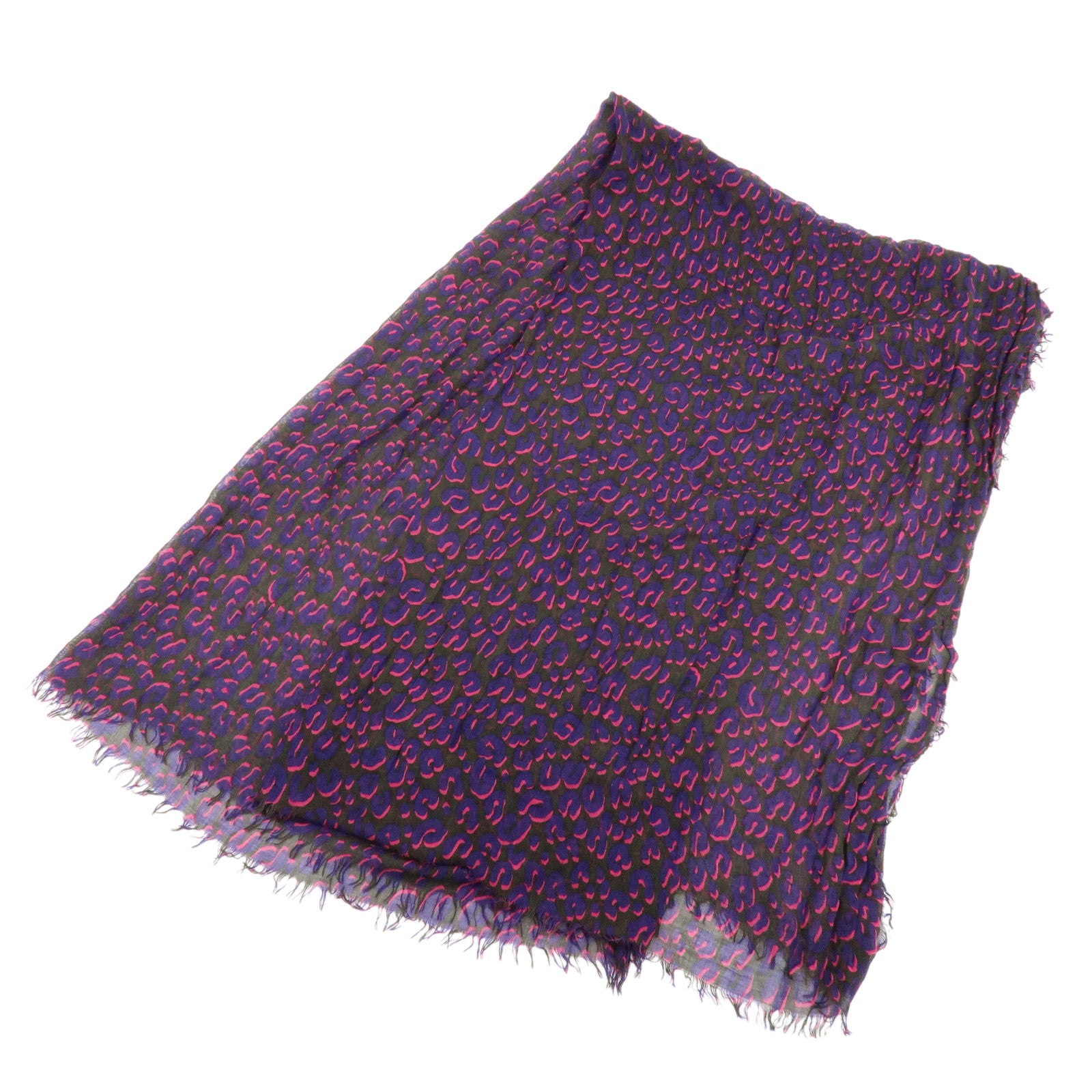 Louis Vuitton Cashmere Silk Scarf Leopard Purple Black 413287