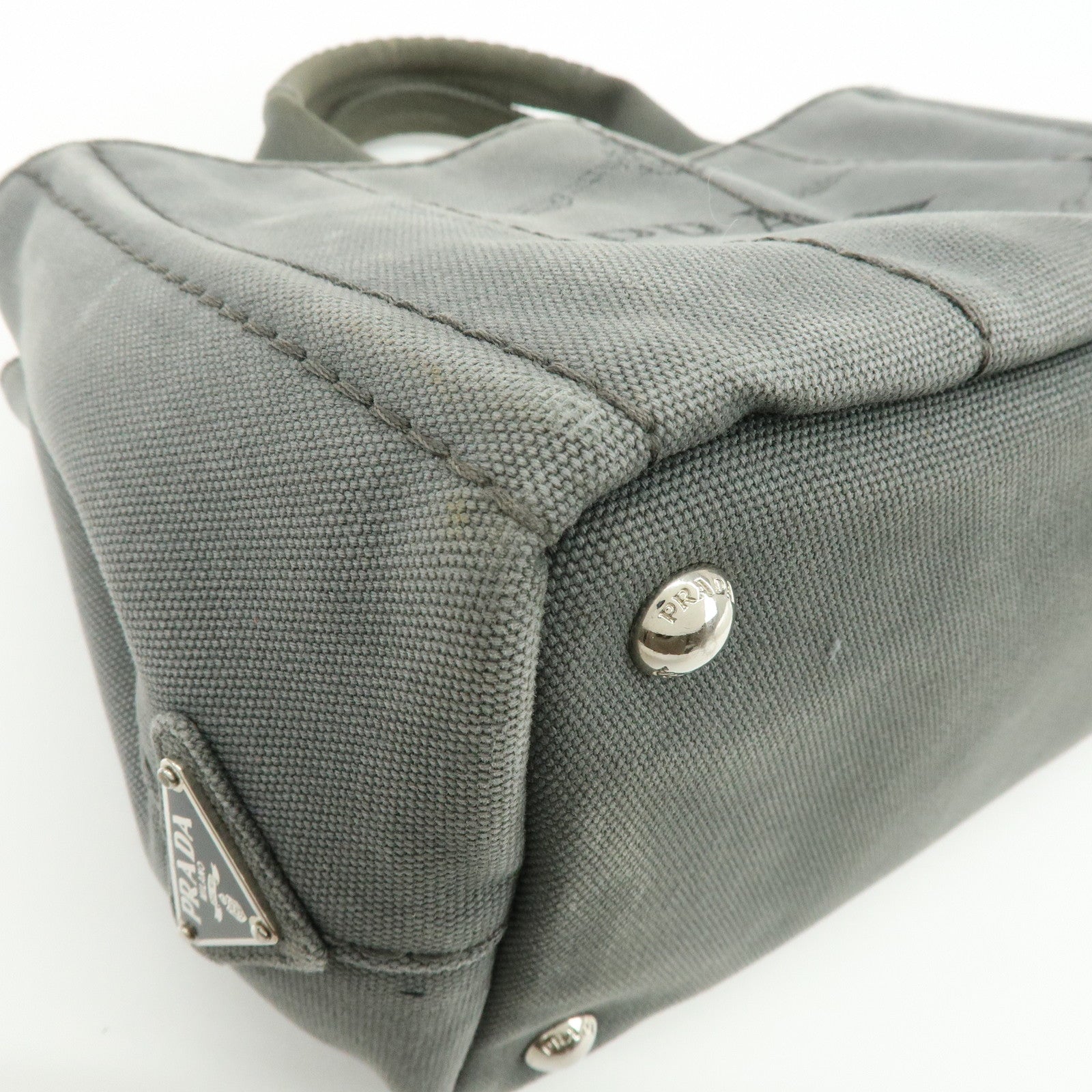 PRADA Canapa Mini Canvas 2Way Bag Hand Shoulder Bag Gray 1BG439