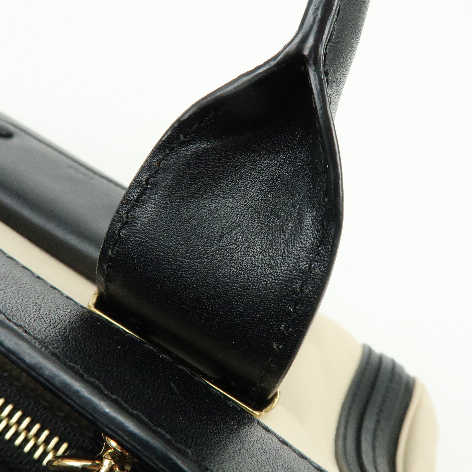 Chloe Alice Leather 2Way Bag Hand Bag Shoulder Bag Ivory Black