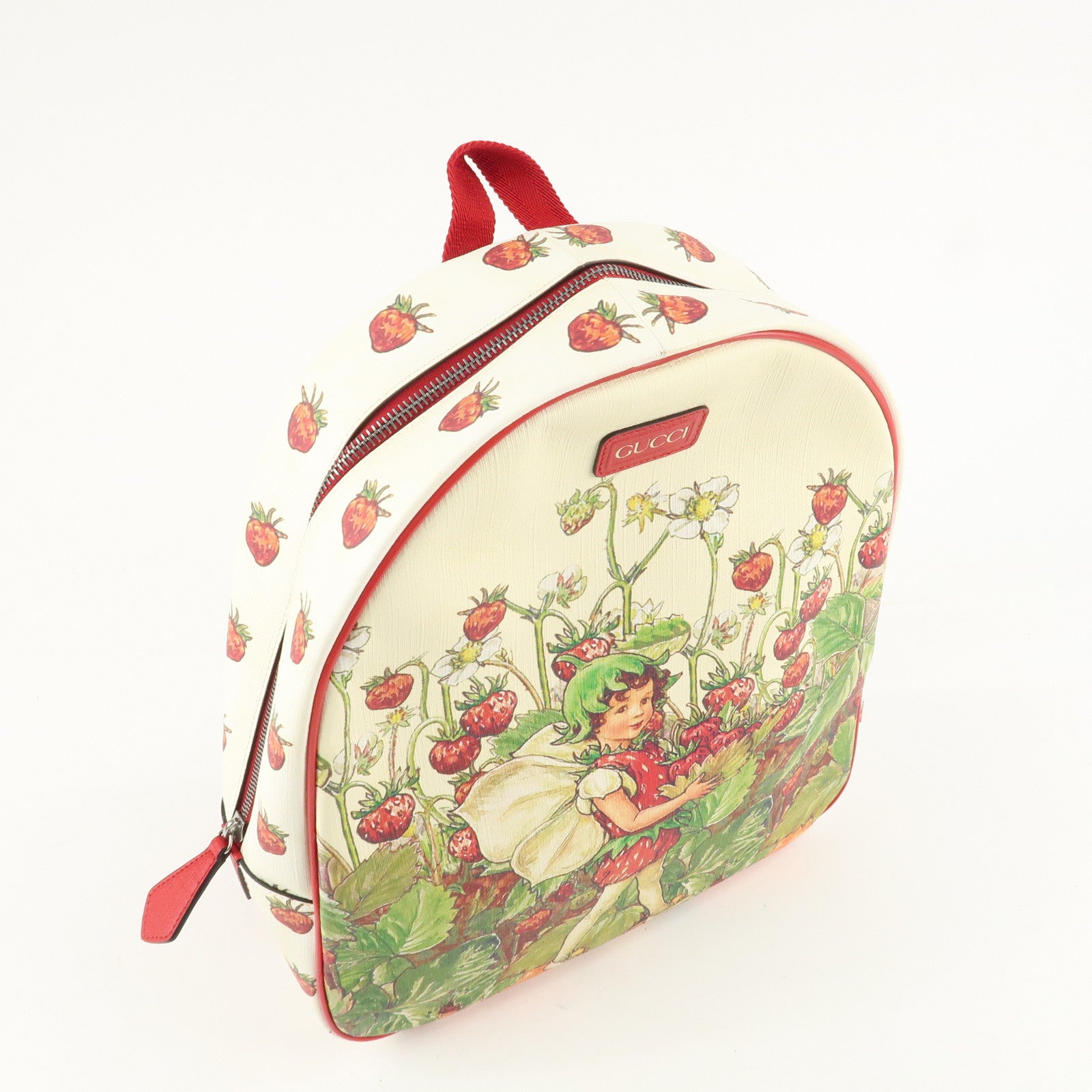 GUCCI Children's PVC Leather Back Pack Beige Red 433578 Used