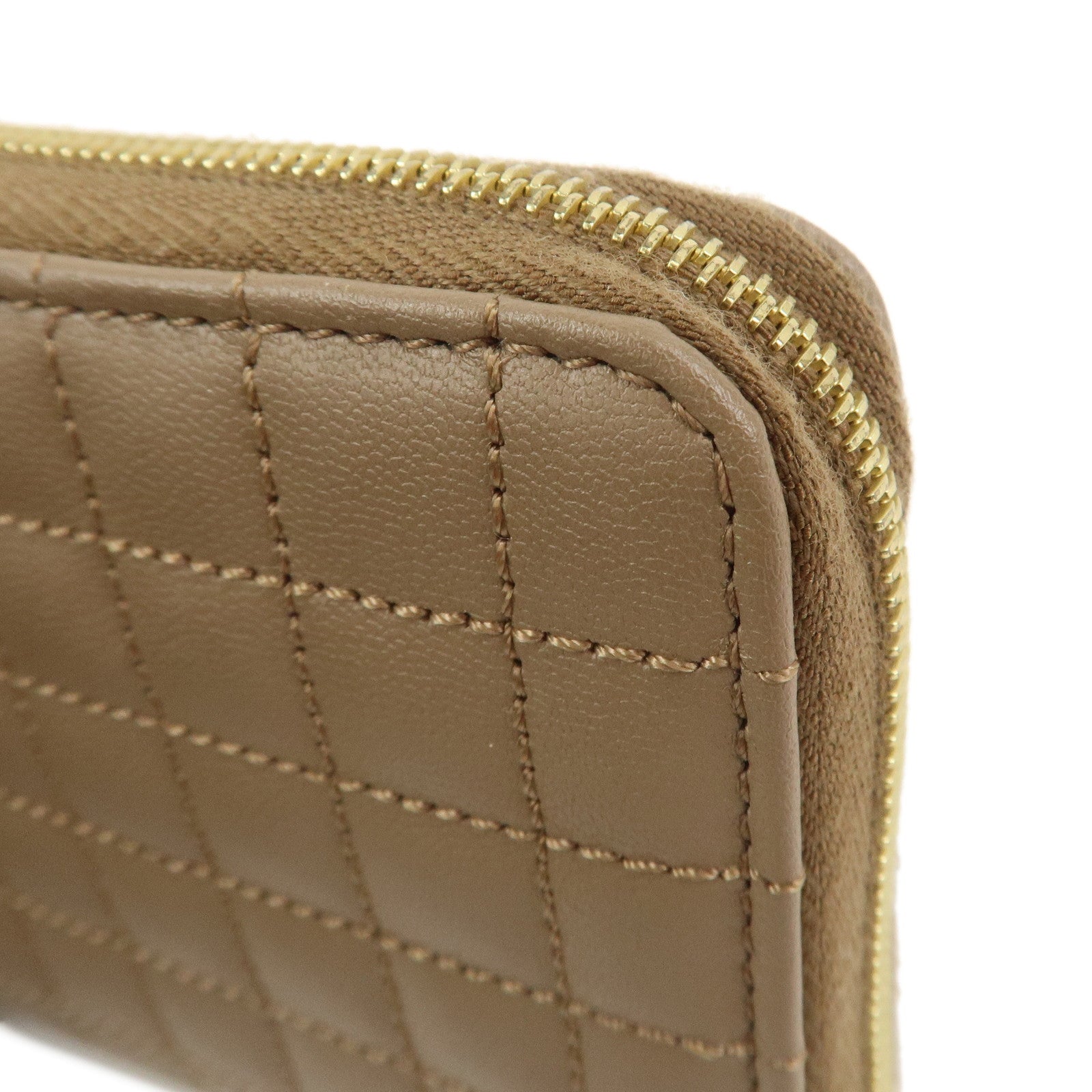 CELINE Leather Compact Zippy Wallet Card Case Coin Case Brown