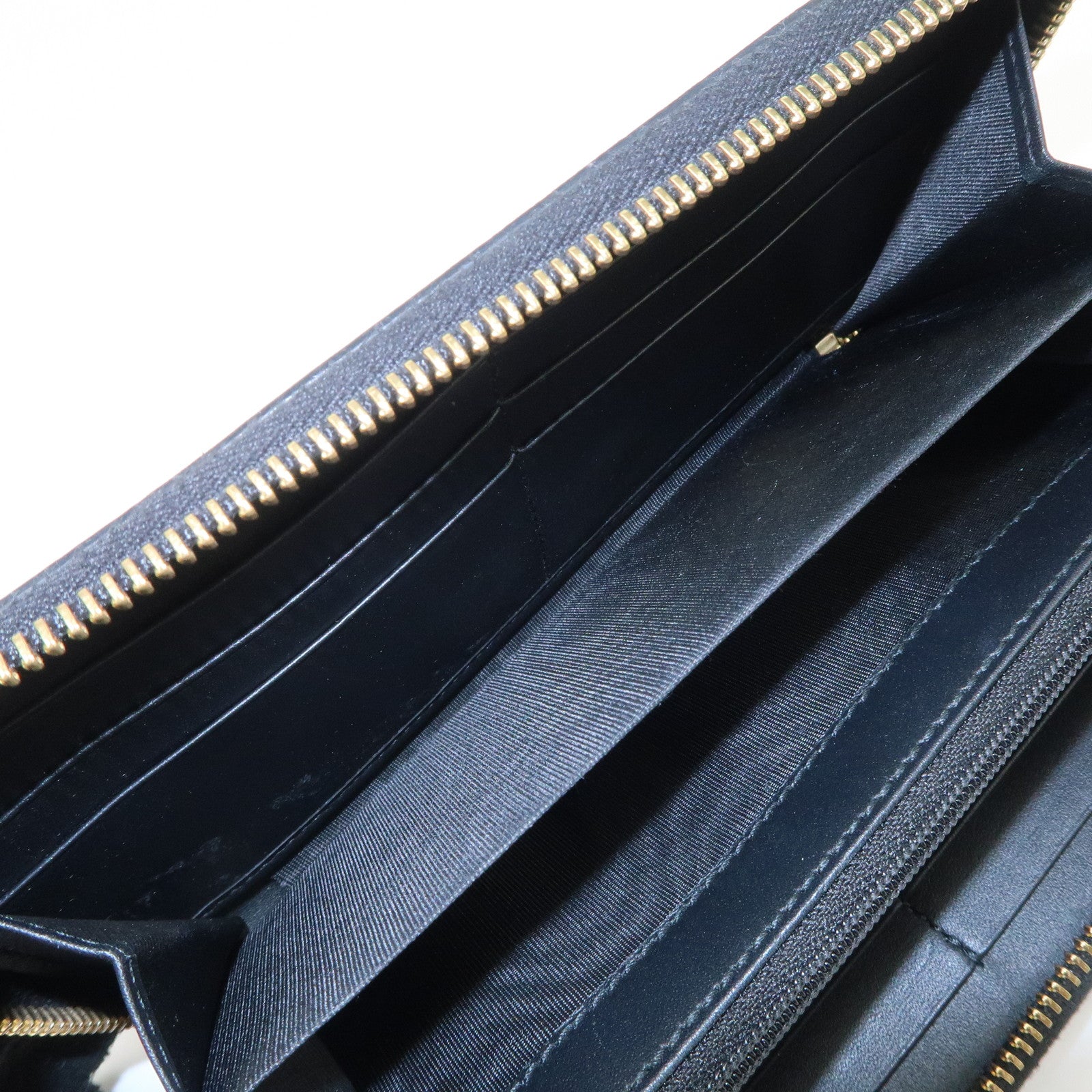 GUCCI GG Supreme Leather Round Zippy Wallet Black Beige 410102 Used