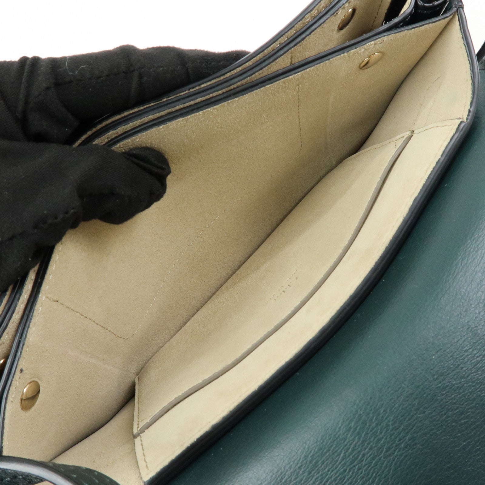 Chloe Faye Suede Leather Shoulder Bag Crossbody Bag Dark Green