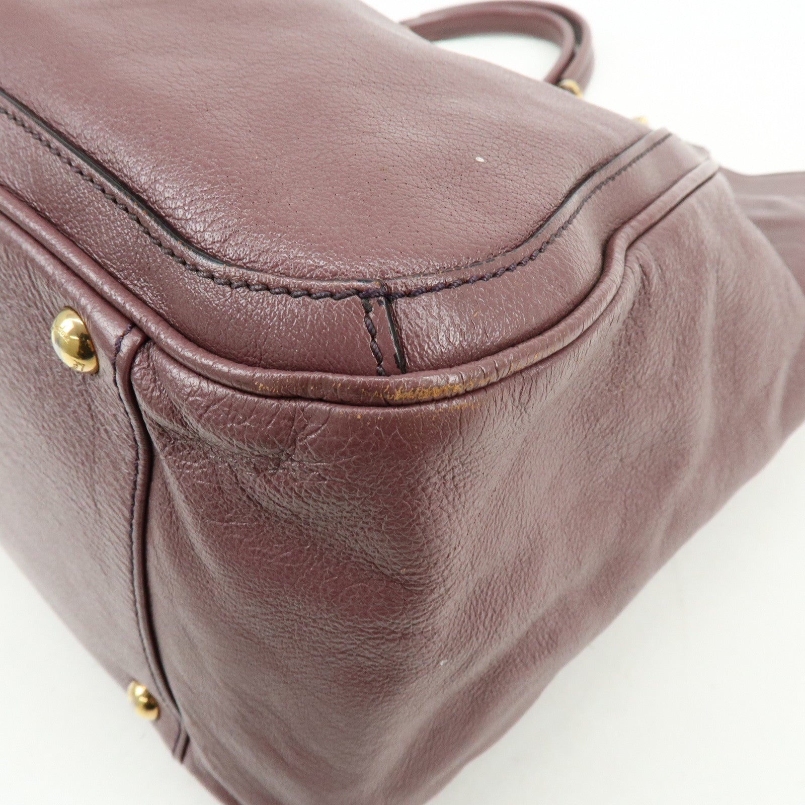 Ferragamo Gancini Leather Tote Bag Hand Bag Light Purple